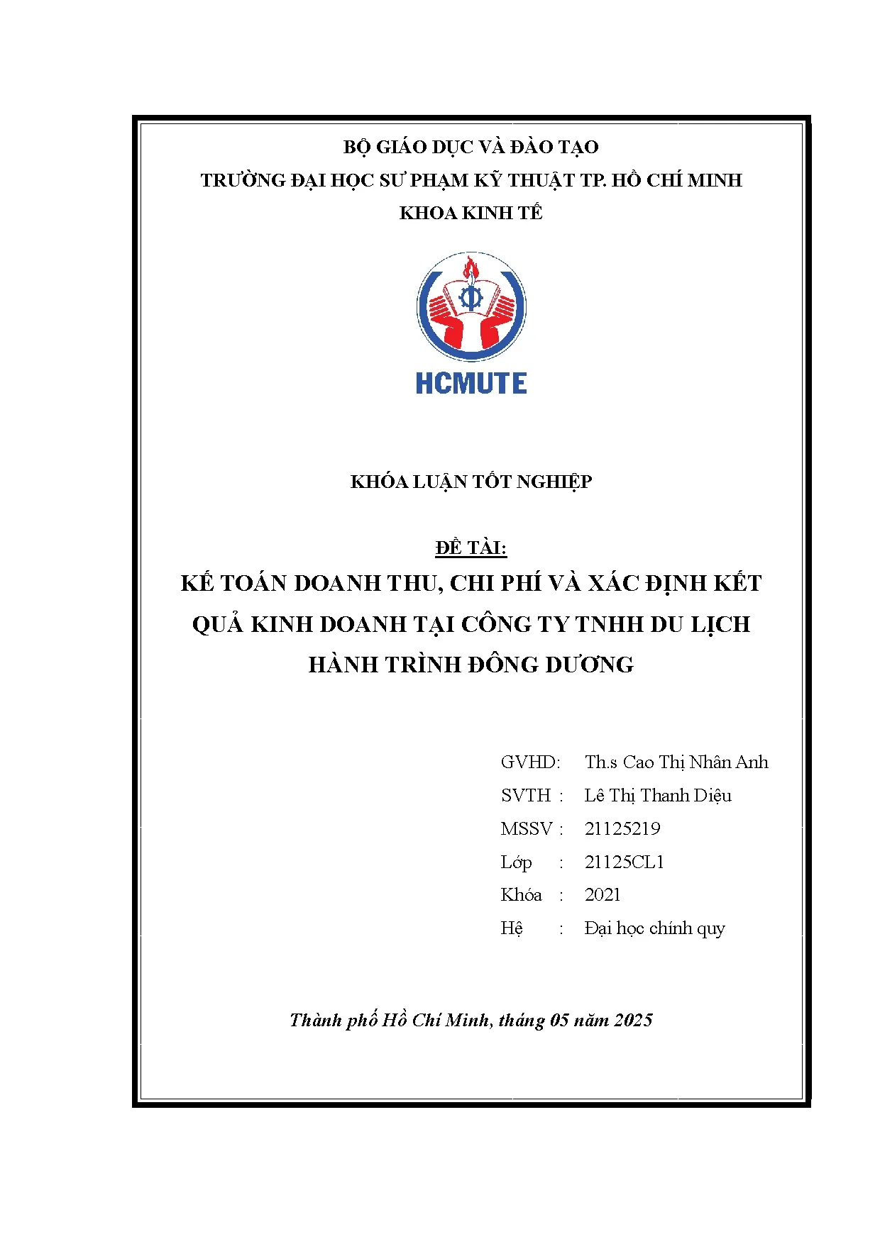 Đồ án tốt nghiệp - Kế toán doanh thu, chi phí và xác định kết quả kinh doanh tại công ty tnhh DLHTĐD