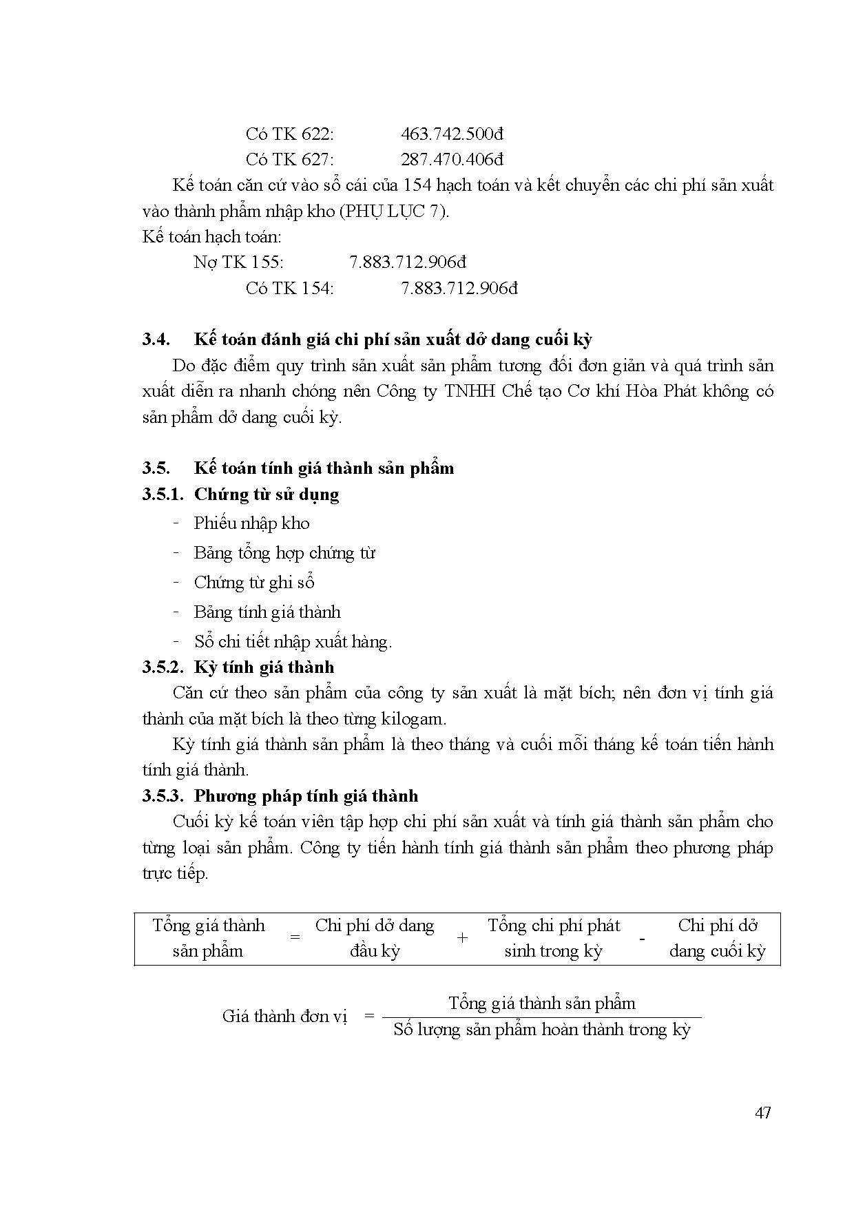 Đồ án tốt nghiệp - Kế toán tập hợp chi phí sản xuất và tính giá thành sản phẩm tại Công ty TCTCKHP - Trang 60