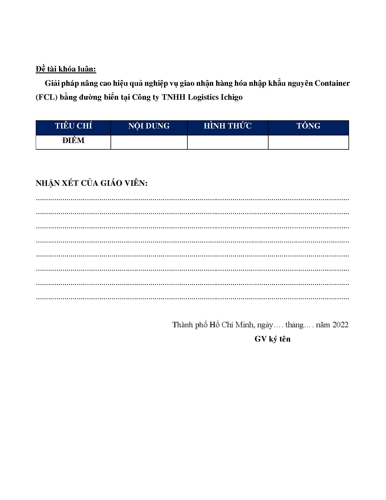 Đồ án tốt nghiệp - Giải pháp nâng cao hiệu quả nghiệp vụ giao nhận hàng hóa nhập khẩu NC ( BĐBTCTTLI
