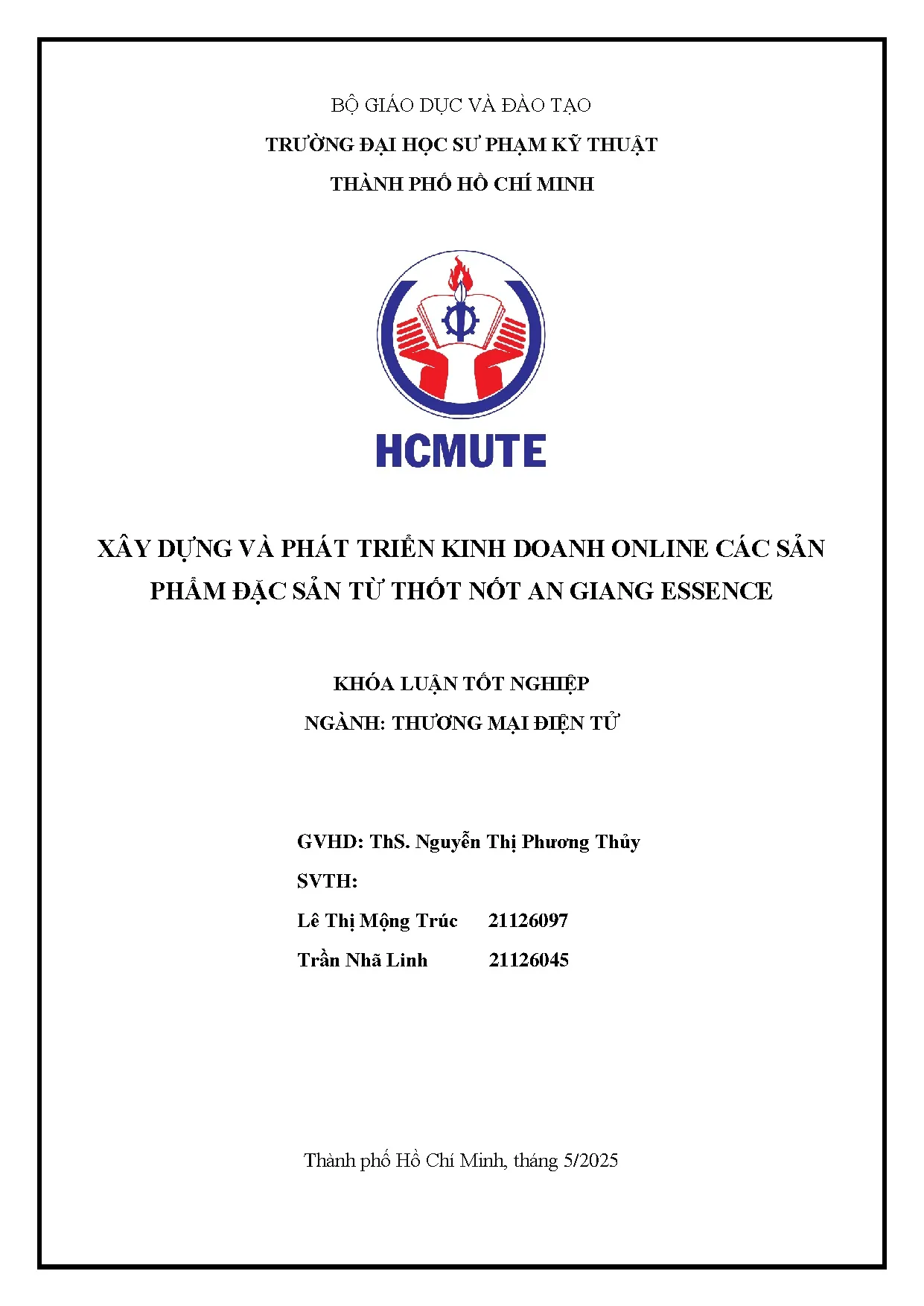 Đồ án tốt nghiệp - Xây dựng và phát triển kinh doanh online các sản phẩm đặc sản từ thốt nốt An GE