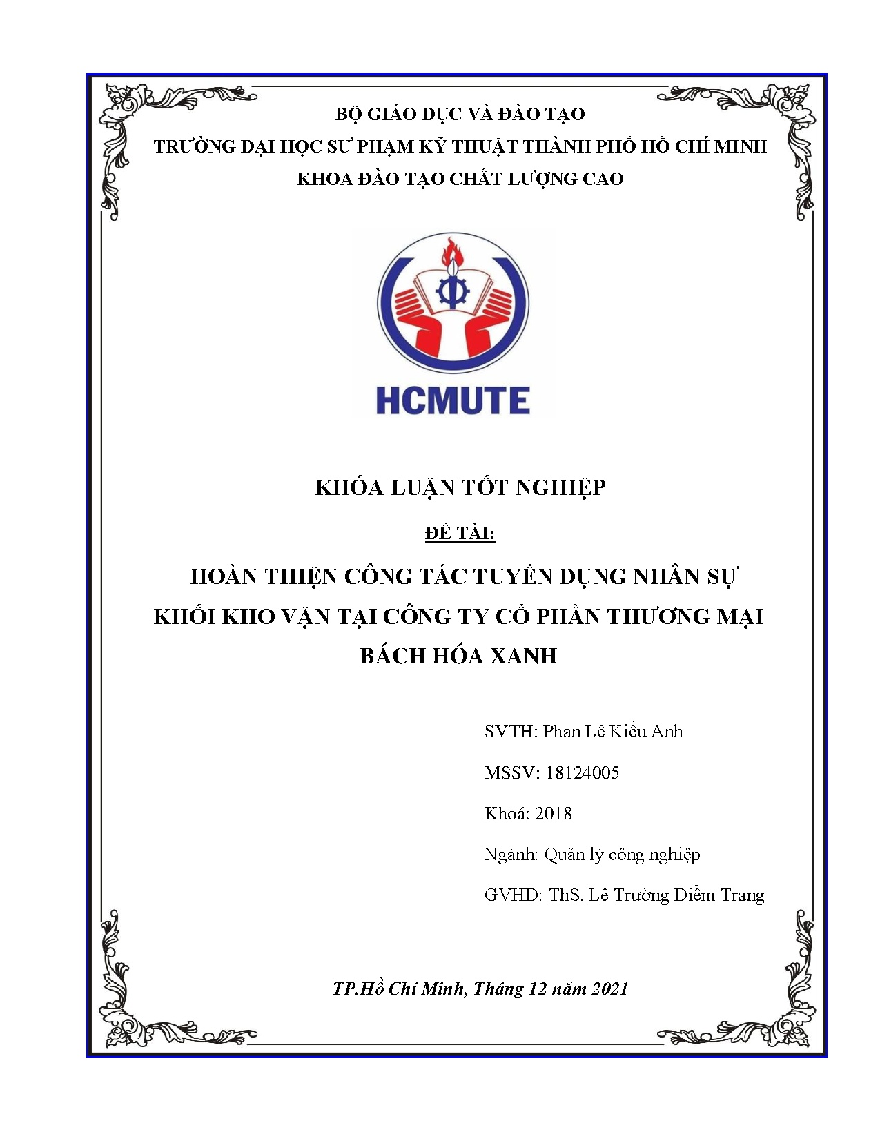 Đồ án tốt nghiệp - Hoàn thiện công tác tuyển dụng nhân sự khối kho vận tại Công ty cổ phần TMBHX