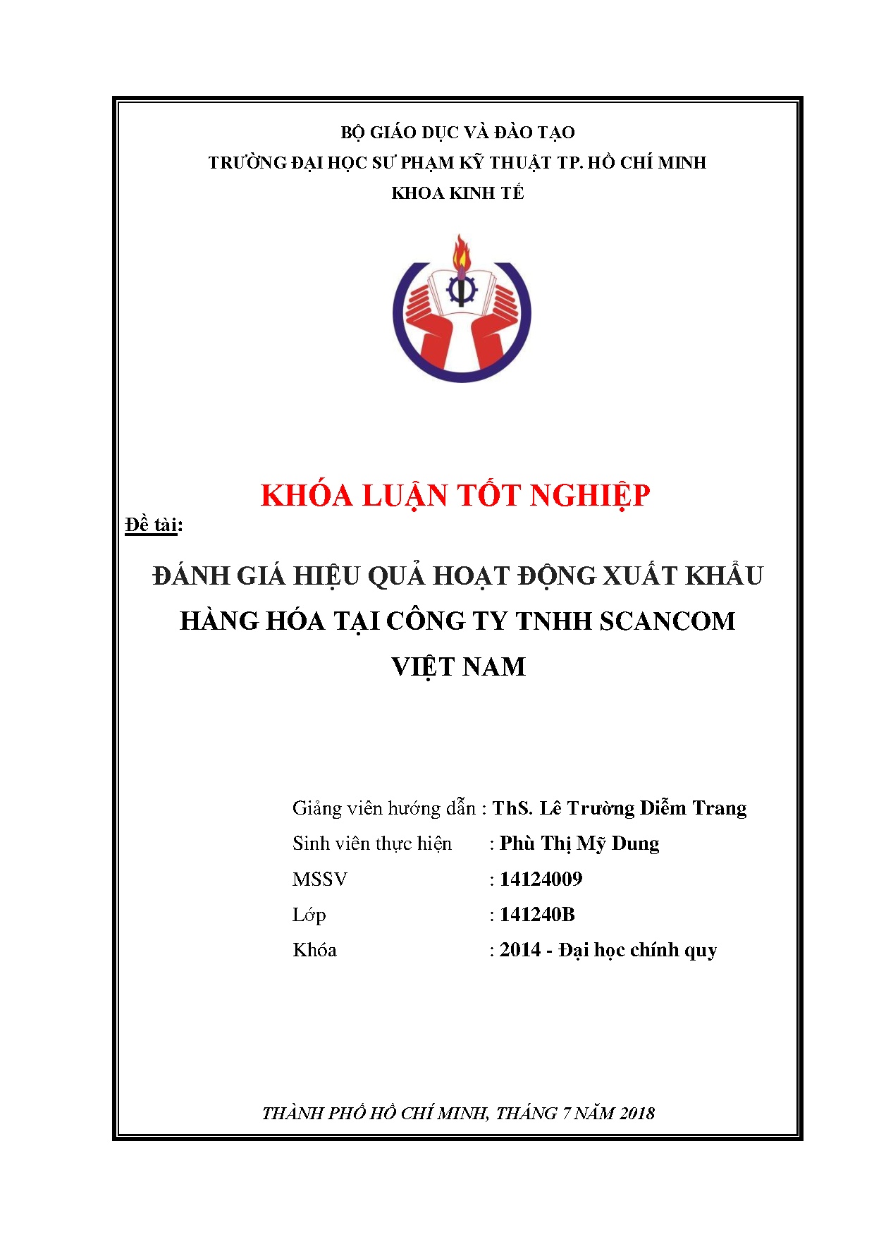 Đồ án tốt nghiệp - Đánh giá hiệu quả hoạt động xuất khẩu hàng hóa tại Công ty TNHH ScanCom Việt Nam
