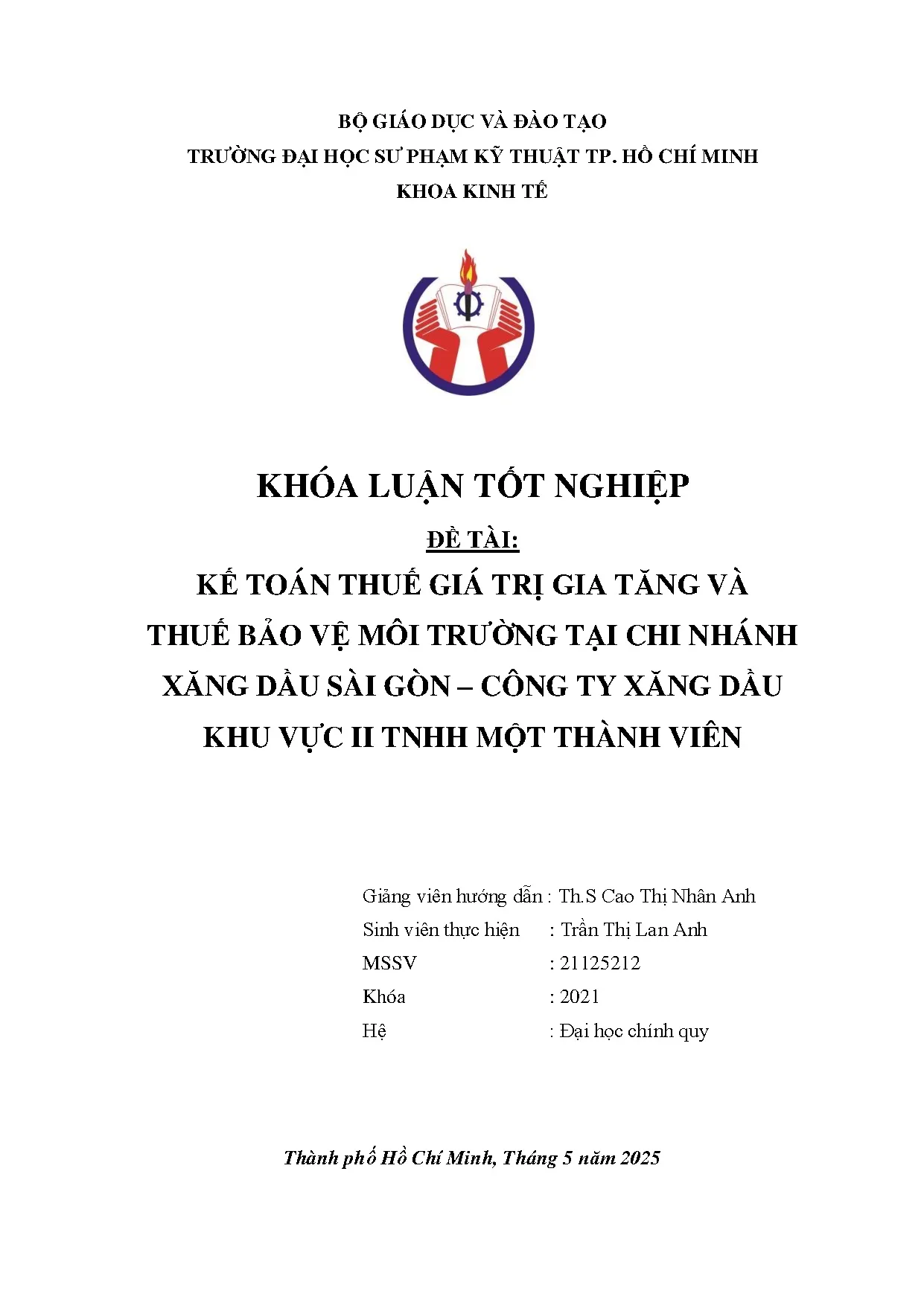 Đồ án tốt nghiệp - Kế toán thuế giá trị gia tăng và thuế bảo vệ môi trường tại CNXDSG - CTXDKVITMTV - Trang 2