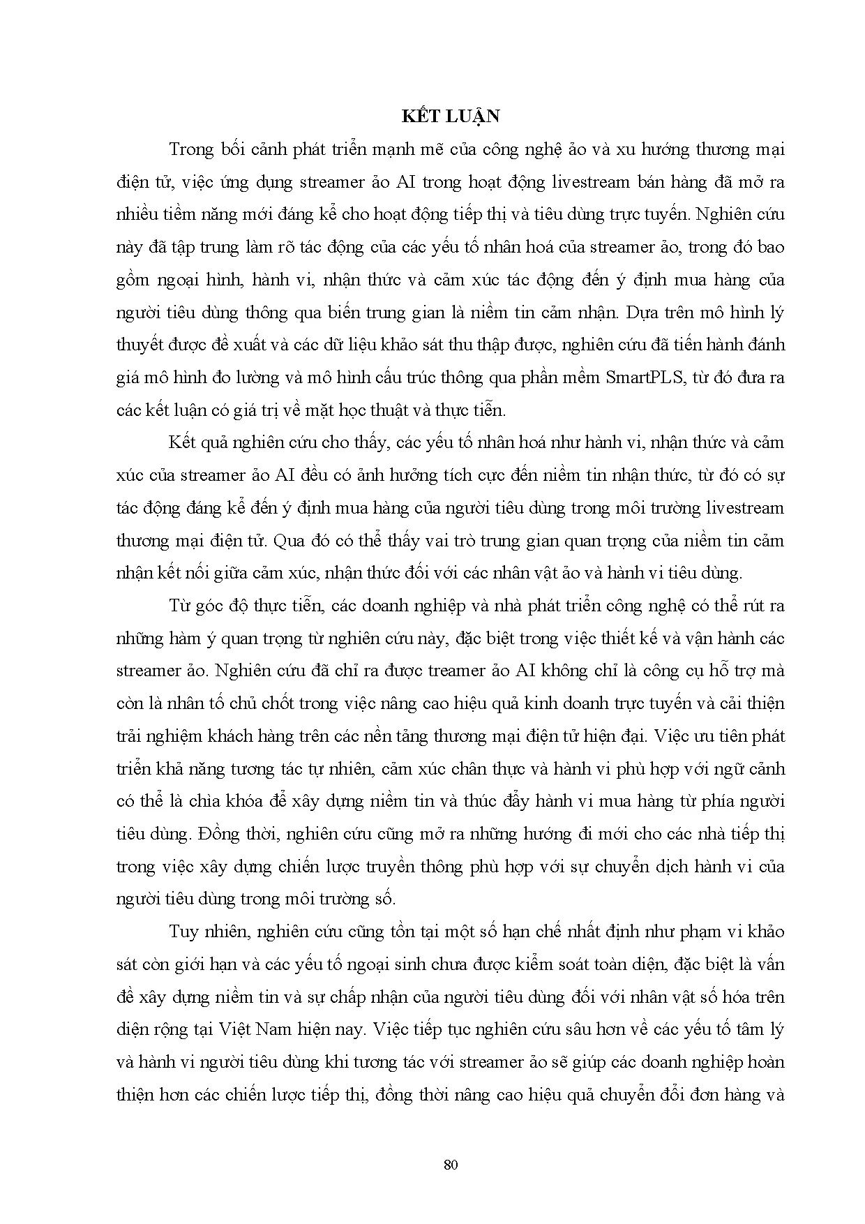 Đồ án tốt nghiệp - Nghiên cứu tác động của Streamer ảo AI đến ý định mua hàng trực TCNTDTBCLTMĐT - Trang 89