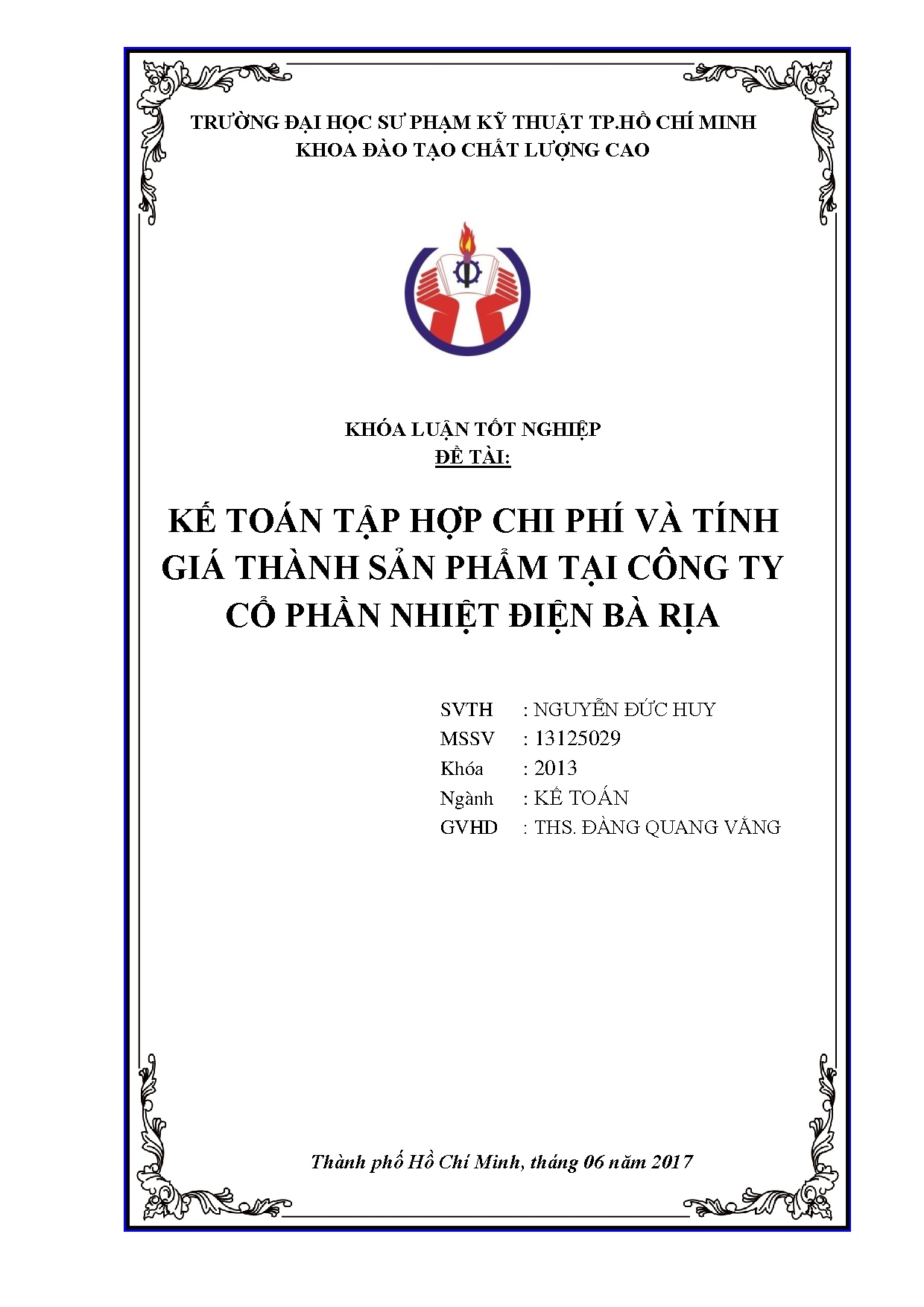 Đồ án tốt nghiệp - Kế toán tập hợp chi phí và tính giá thành sản phẩm tại công ty cổ phần nhiệt ĐBR