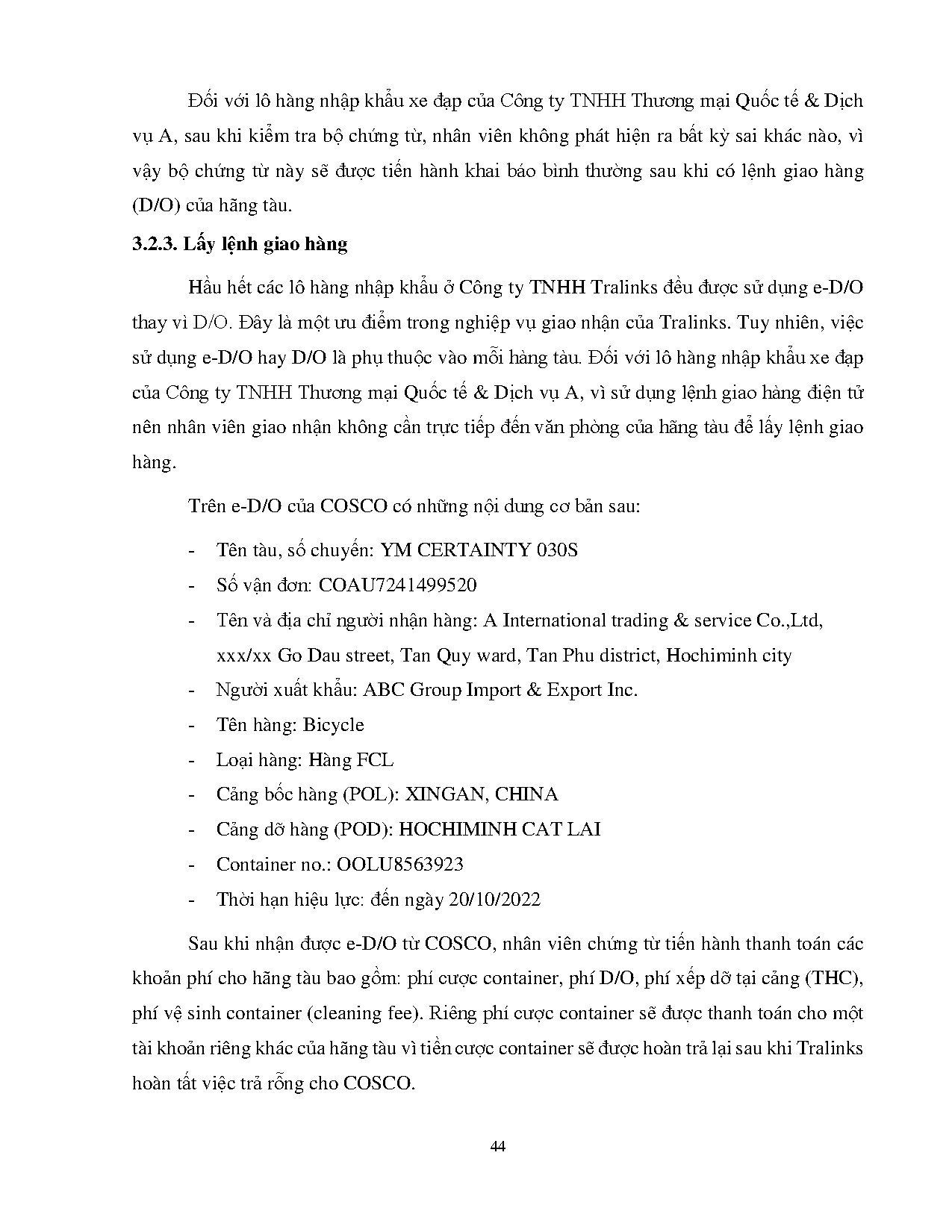 Đồ án tốt nghiệp - Đánh giá hoạt động giao nhận hàng nguyên container (FCL) nhập khẩu bằng ĐBTCTTT - Trang 58
