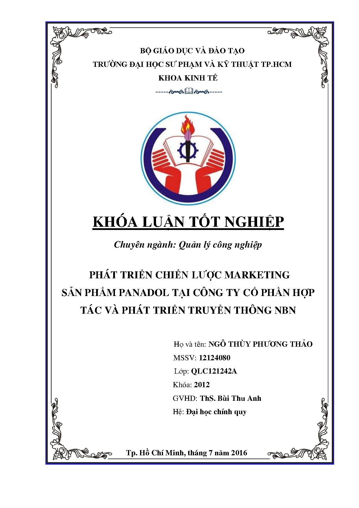 Đồ án tốt nghiệp - PHÁT TRIỂN CHIẾN LƯỢC MARKETING SẢN PHẨM PANADOL