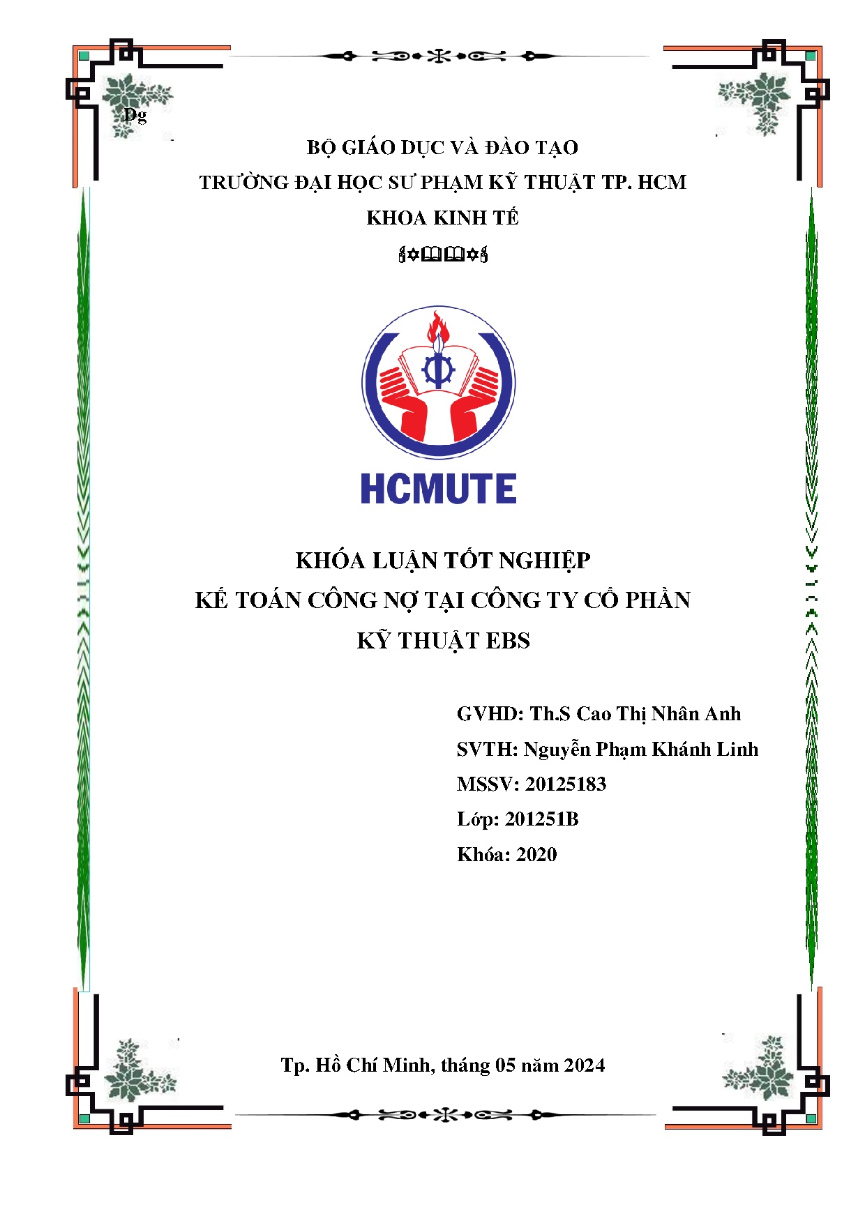 Đồ án tốt nghiệp - Kế toán công nợ tại Công ty cổ phần kỹ thuật EBS