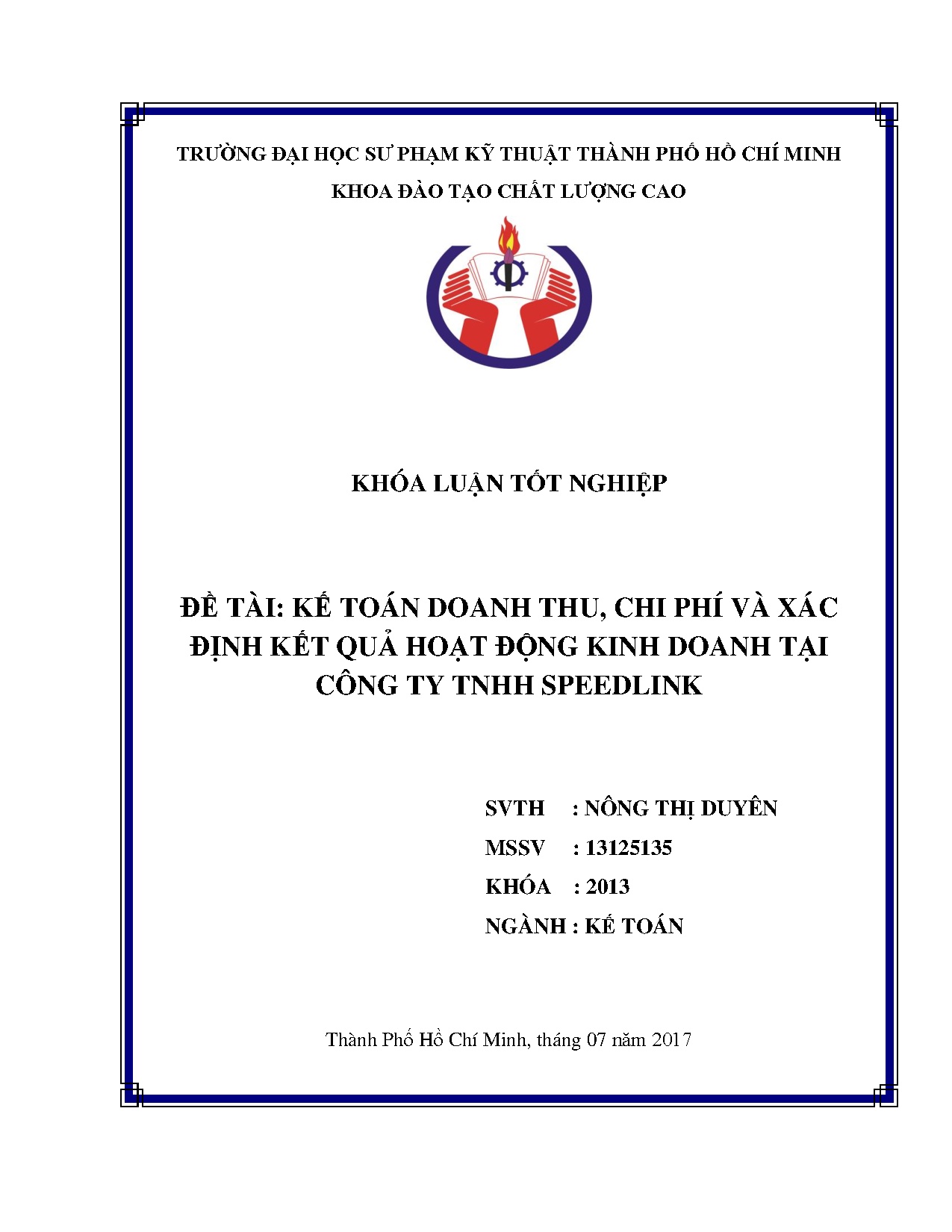 Đồ án tốt nghiệp - Kế toán doanh thu, chi phí và xác định kết quả hoạt động kinh doanh tại công TTS