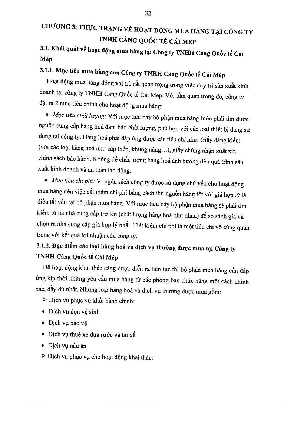 Đồ án tốt nghiệp - Hoàn thiện hoạt động mua hàng tại công ty TNHH Cảng Quốc Tế Cái Mép - Trang 41