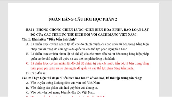 Câu hỏi ôn tập cuối kỳ gdqp 2