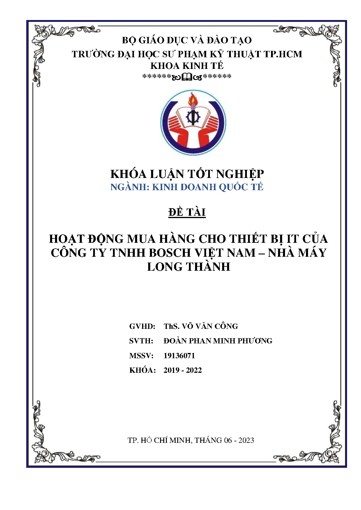Đồ án tốt nghiệp - Hoạt động mua hàng cho thiết bị IT của công ty TNHH Bosch Việt Nam - Nhà máy LT