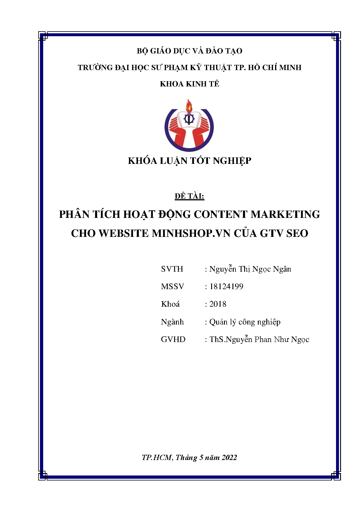 Đồ án tốt nghiệp - Phân tích hoạt động Content Marketing cho website minhshop.vn của GTV SEO