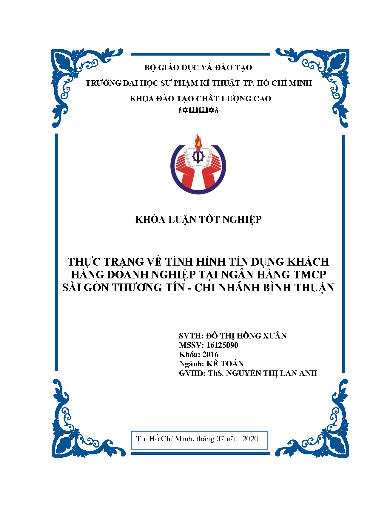 Đồ án tốt nghiệp - Thực trạng về tình hình tín dụng khách hàng doanh nghiệp tại Ngân hàng TSGTTCNB .