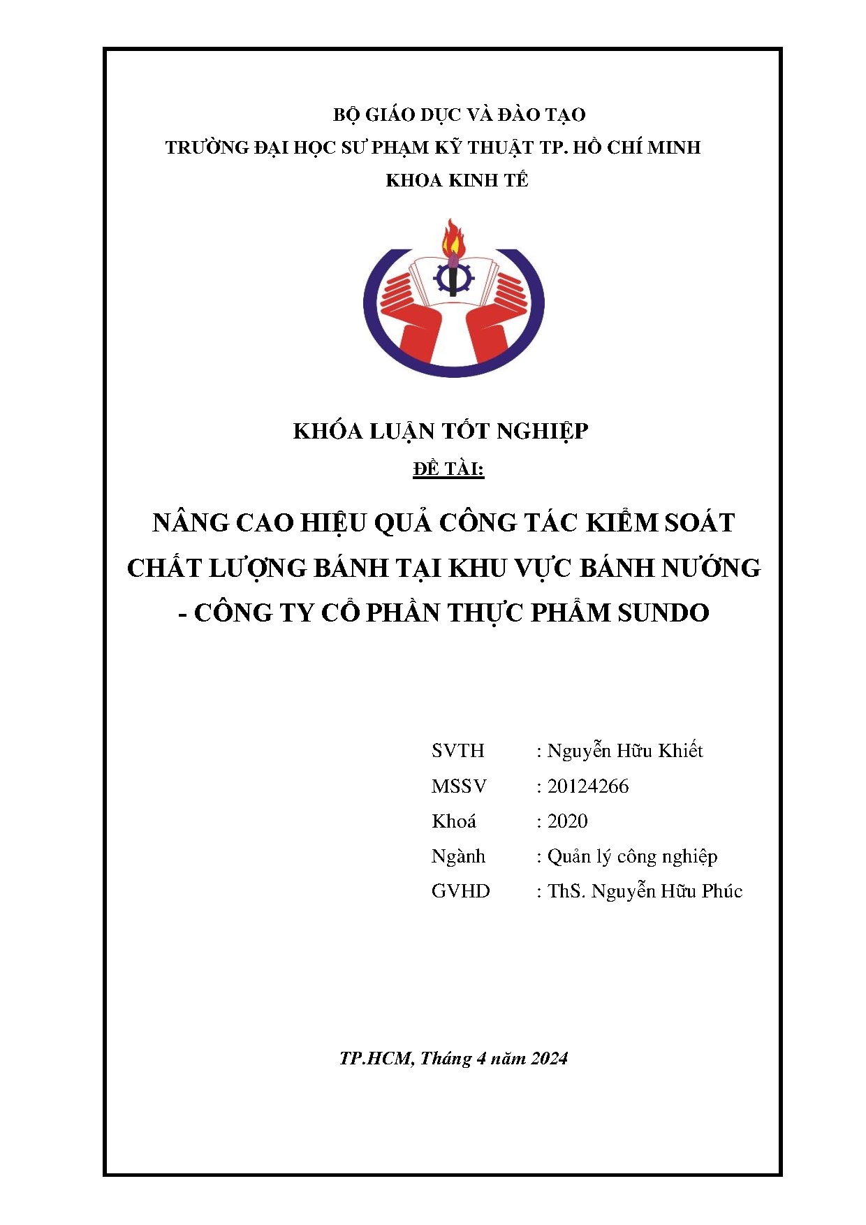 Đồ án tốt nghiệp - Nâng cao hiệu quả công tác kiểm soát chất lượng bánh tại khu vực bánh N - CTCPTPS
