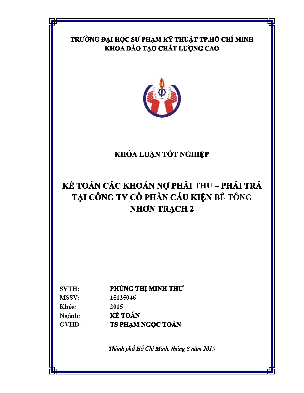Đồ án tốt nghiệp - Kế toán các khoản nợ phải thu - phải trả tại Công ty cổ phần Cấu kiện Bê TNT 2