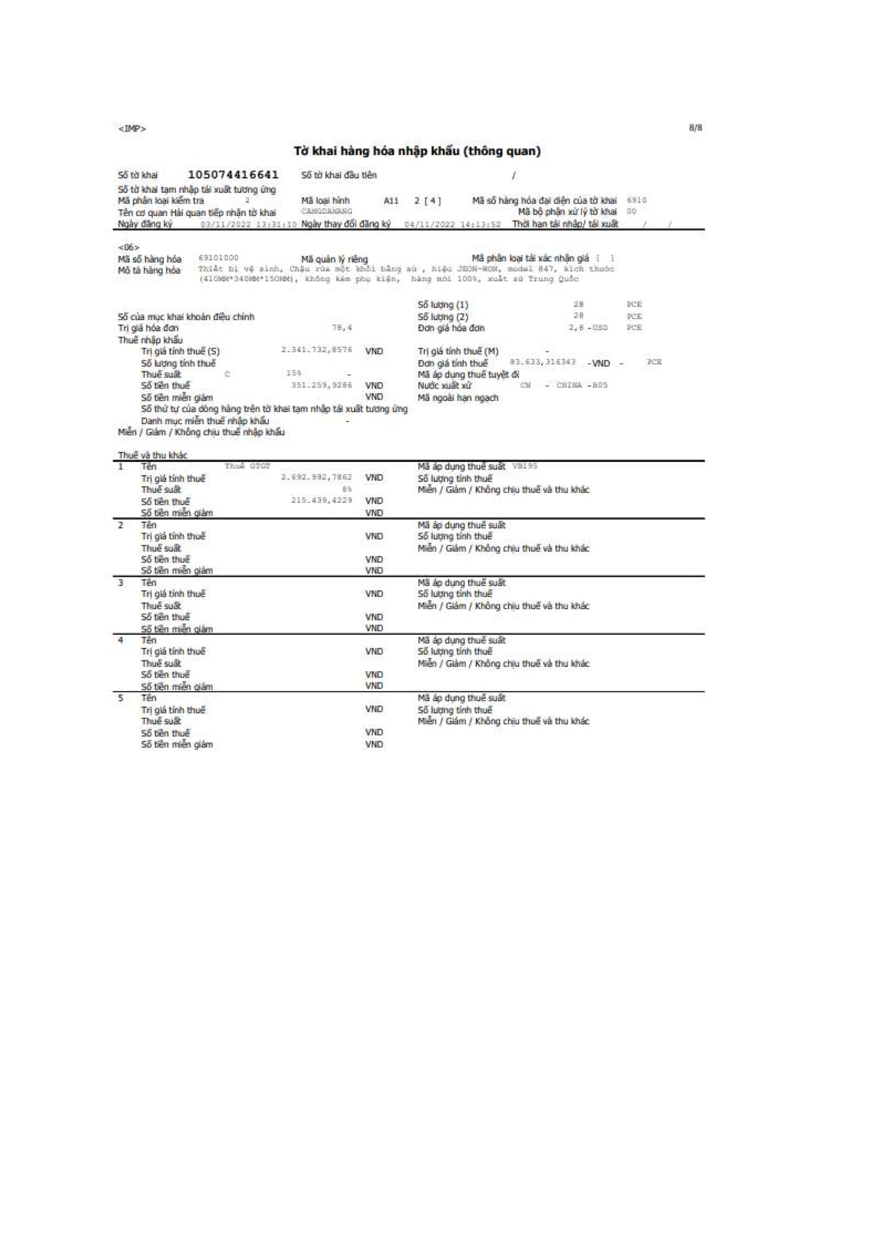 Đồ án tốt nghiệp - Hoàn thiện quy trình giao nhận hàng hóa nhập khẩu nguyên CBĐBTCTTTVVVTQTLH - Trang 99