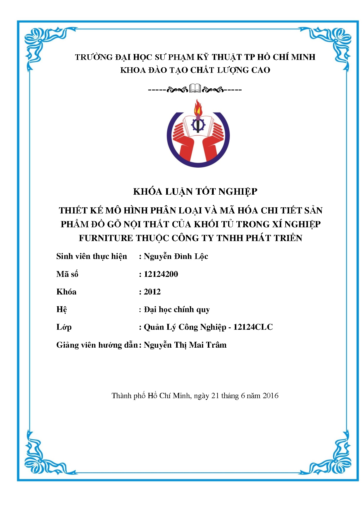 Đồ án tốt nghiệp - Thiết kế mô hình phân loại và mã hóa chi tiết sản phẩm Đồ gỗ nội TCKTTXNFTCTTPTĐ