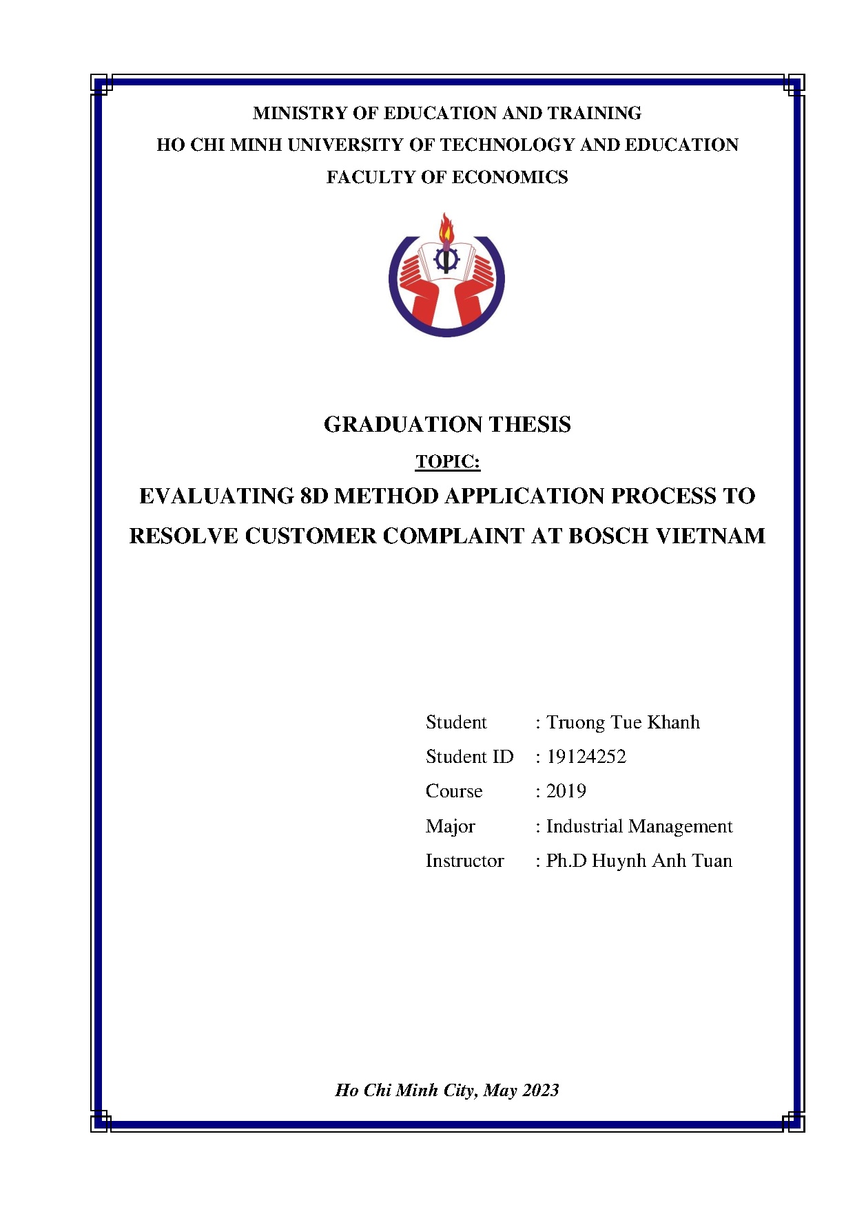 Đồ án tốt nghiệp - Evaluating 8D method application process to resolve customer complaint at Bosch V