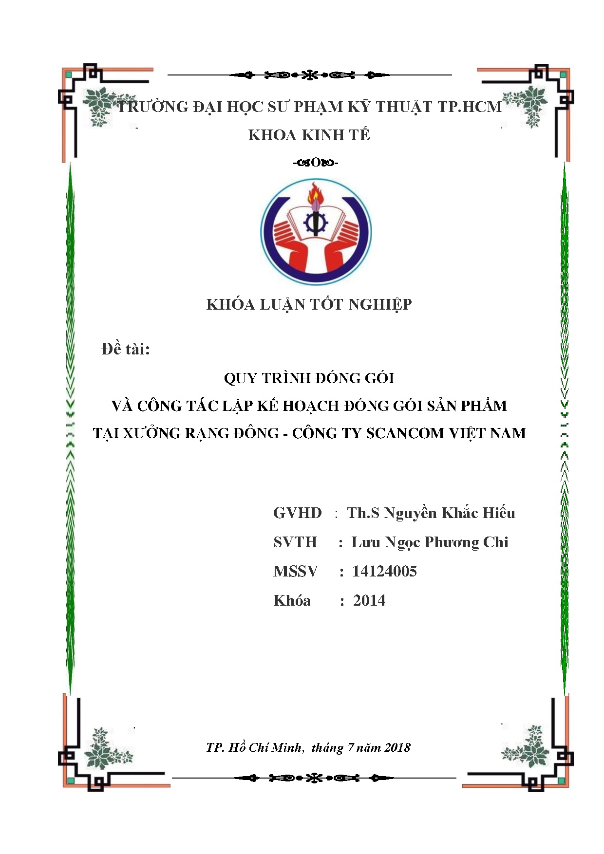 Đồ án tốt nghiệp - Quy trình đóng gói và công tác lập kế hoạch đóng gói sản phẩm tại XRĐ - CTSVN