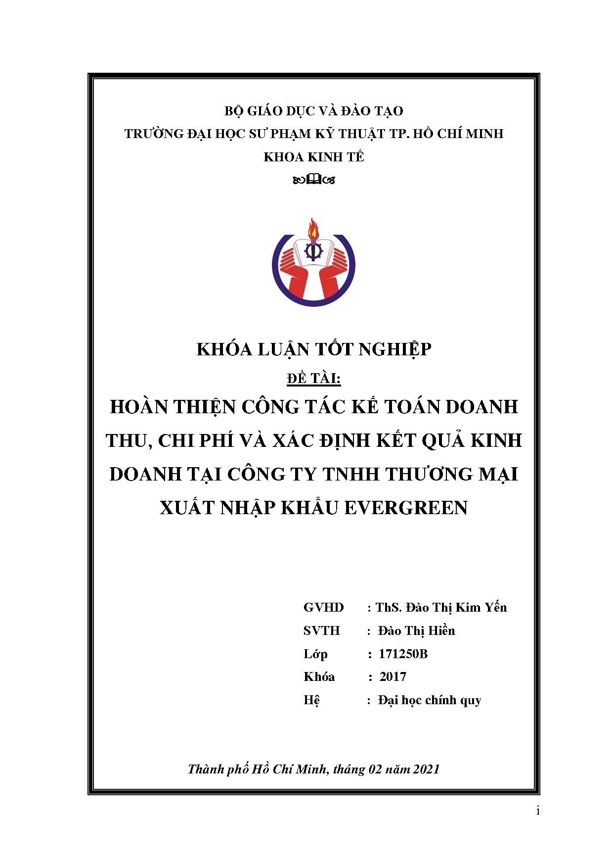 Đồ án tốt nghiệp - Hoàn thiện công tác kế toán doanh thu, chi phí và xác định kết quả KDTCTTTMX .