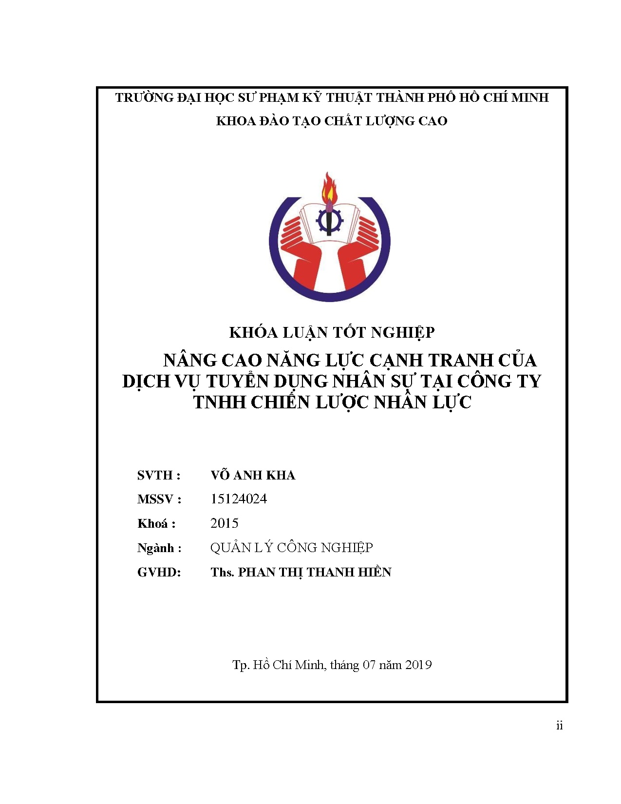 Đồ án tốt nghiệp - Nâng cao năng lực cạnh tranh của dịch vụ tuyển dụng nhân sự tại công ty TNHH CLNL