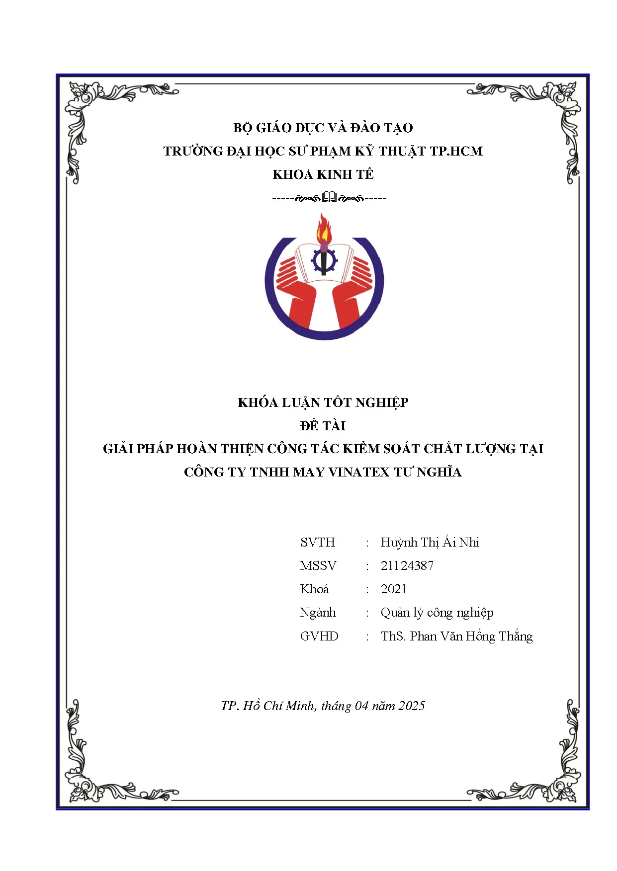 Đồ án tốt nghiệp - Giải pháp hoàn thiện công tác kiểm soát chất lượng tại Công ty TNHH may VTN - Trang 2