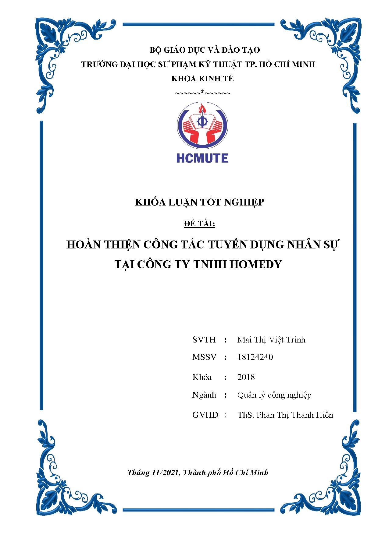 Đồ án tốt nghiệp - Hoàn thiện công tác tuyển dụng nhân sự tại Công ty TNHH Homedy