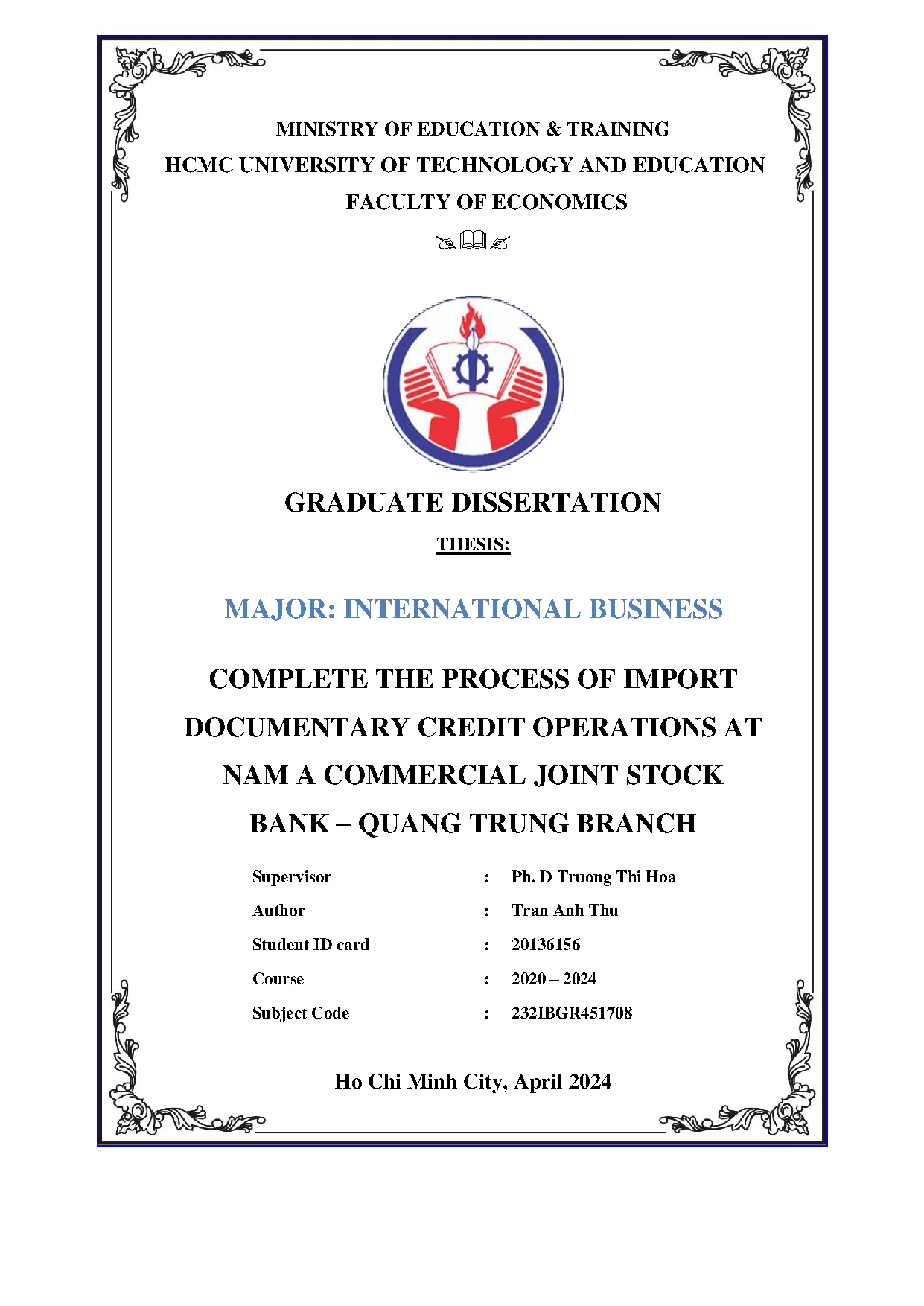 Đồ án tốt nghiệp - Complete the process of import documentary credit operations at Nam ACJSB - QTB