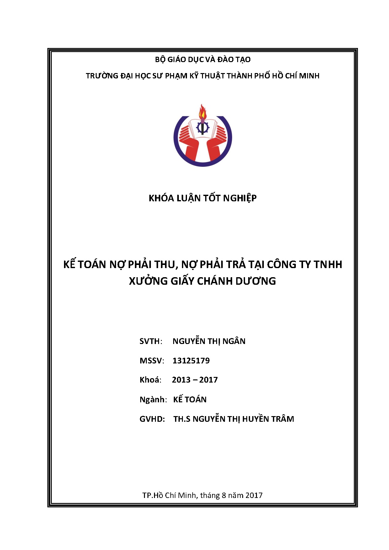 Đồ án tốt nghiệp - Kế toán nợ phải thu, nợ phải trả tại công ty TNHH xưởng giấy Chánh Dương