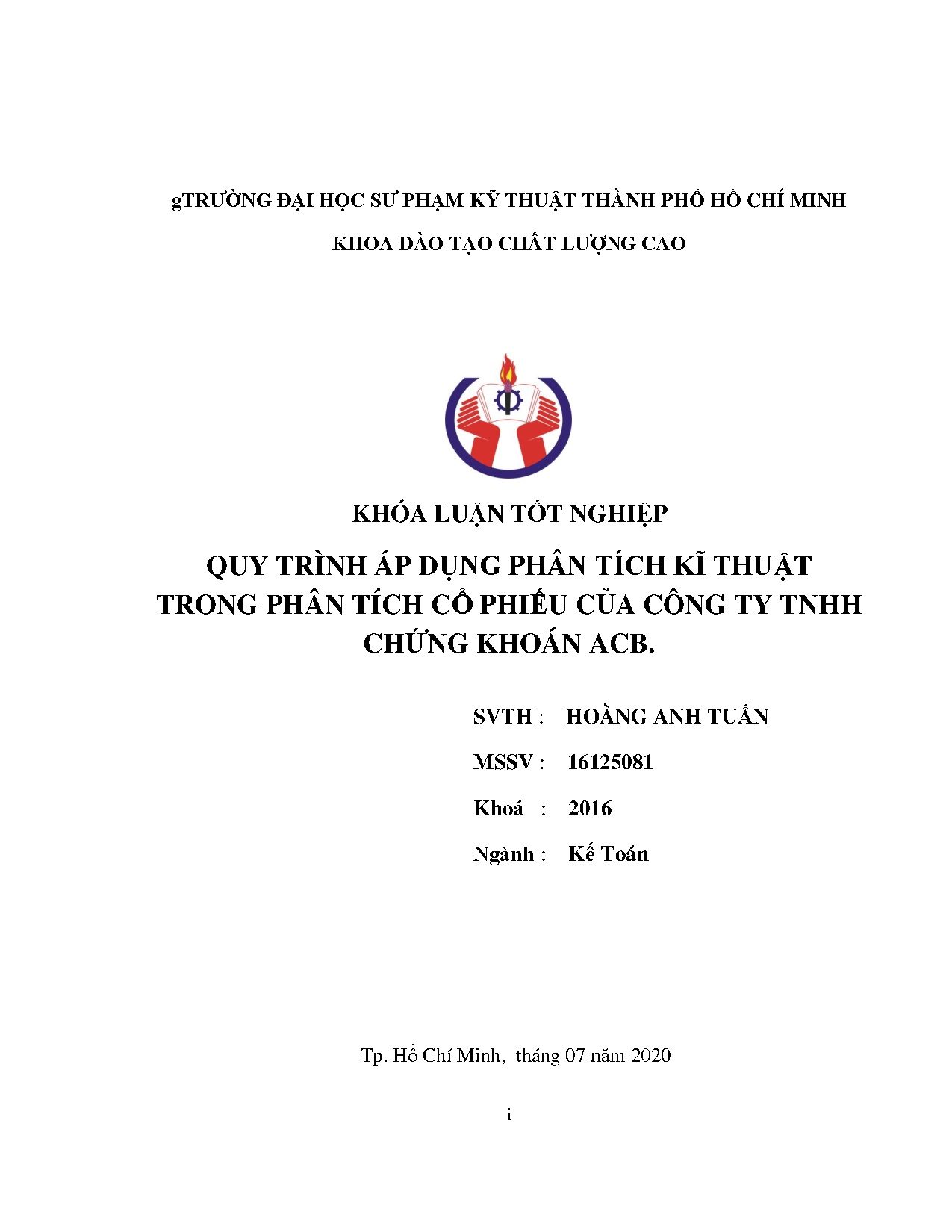 Đồ án tốt nghiệp - Quy trình áp dụng phân tích kĩ thuật trong phân tích cổ phiếu của Công ty TCKA