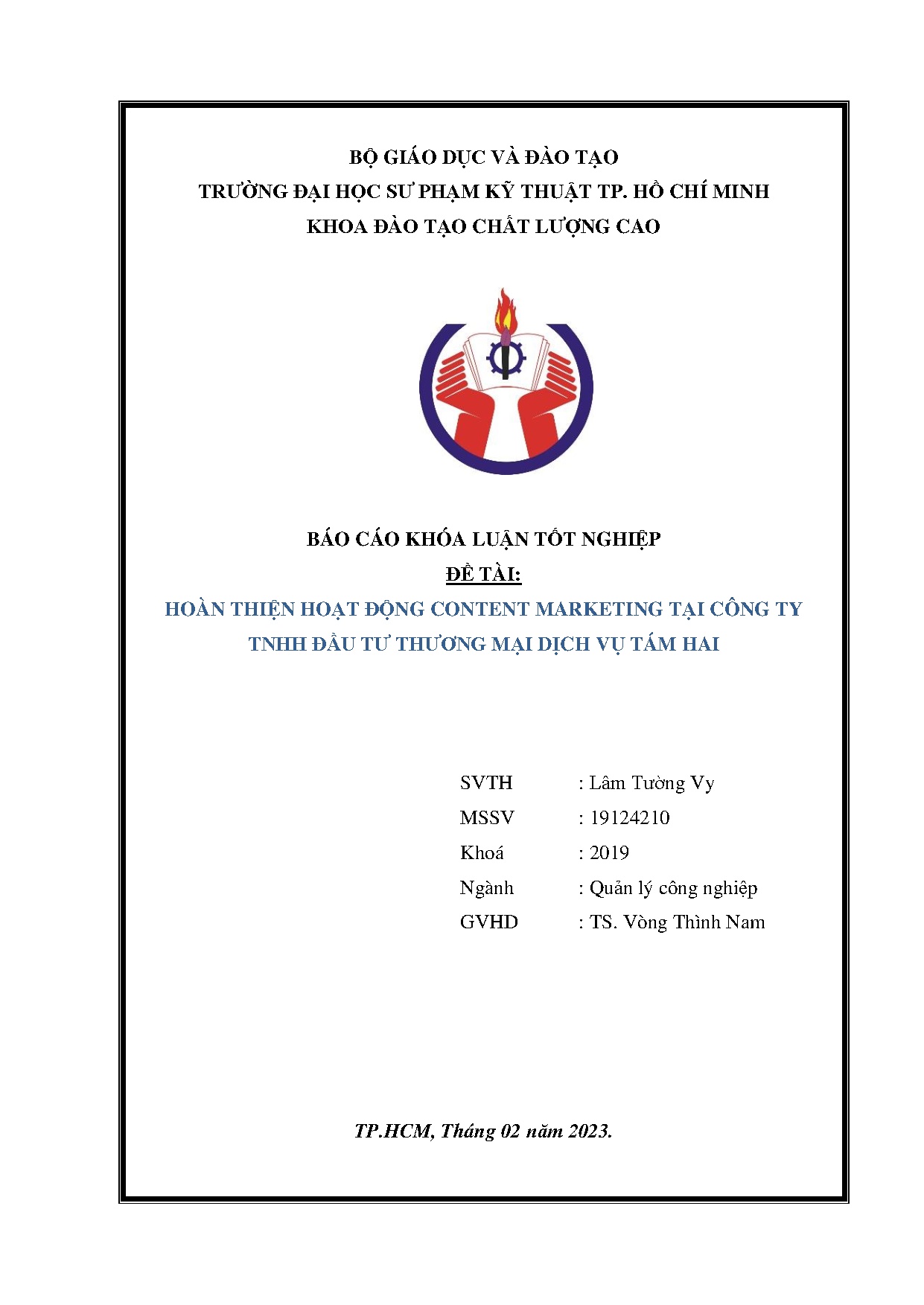 Đồ án tốt nghiệp - Hoàn thiện hoạt động Content Marketing tại Công ty TNHH đầu tư thương mại DVTH