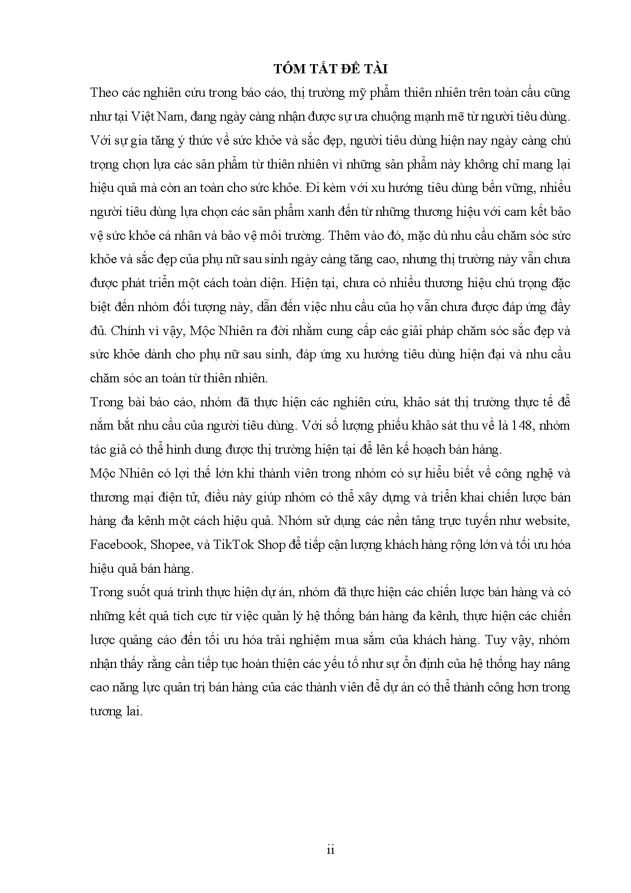 Đồ án tốt nghiệp - Xây dựng dự án kinh doanh mỹ phẩm thiên nhiên Mộc Nhiên dành cho phụ nữ sau sinh - Trang 4
