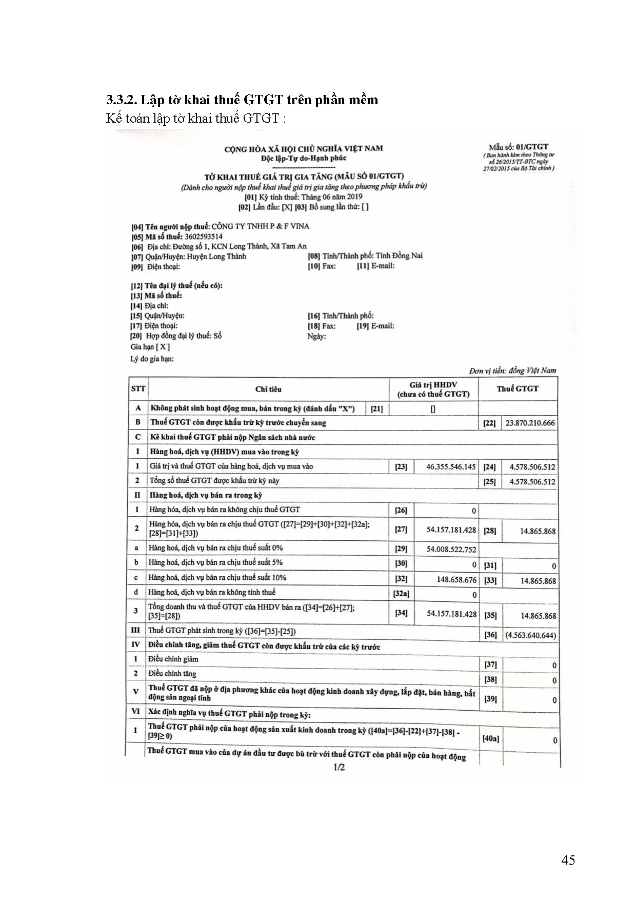 Đồ án tốt nghiệp - Kế toán thuế giá trị gia tăng tại Công ty TNHH P&amp;F Vina - Trang 55