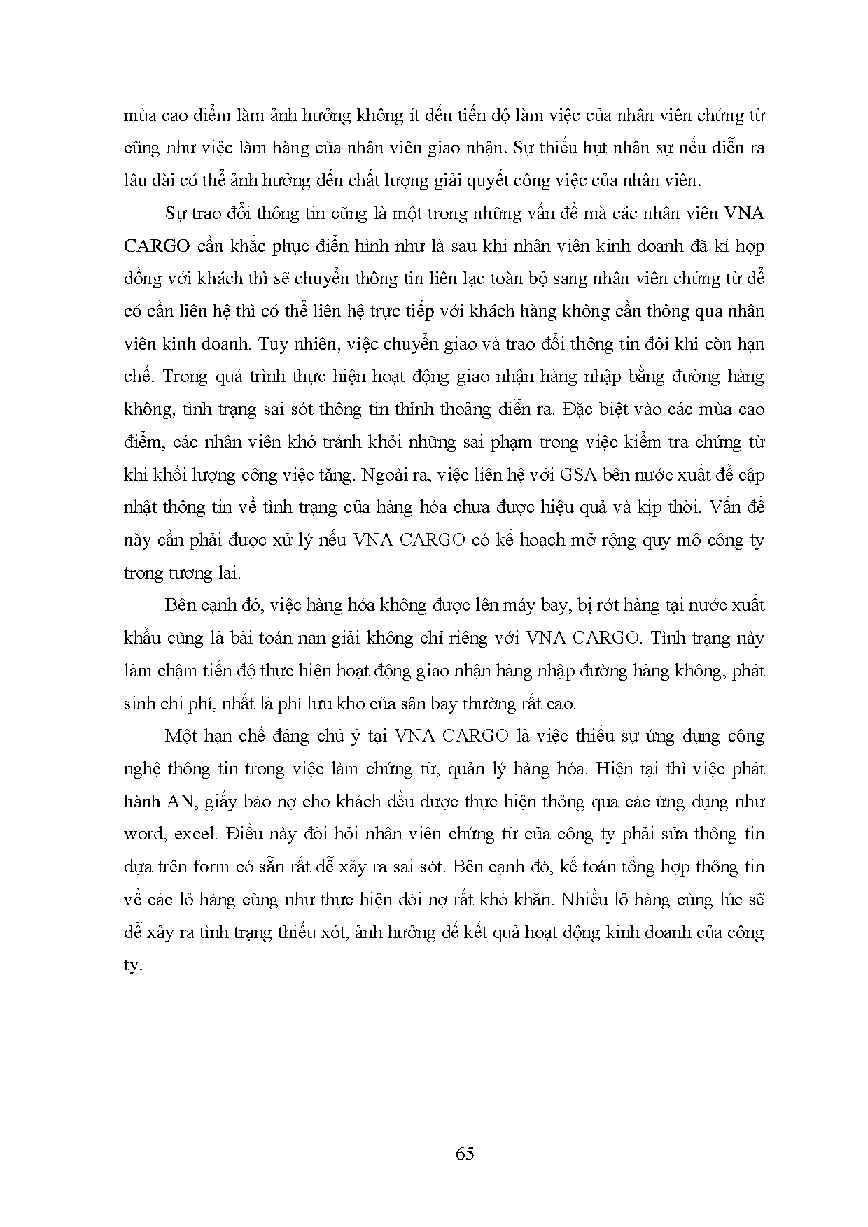 Đồ án tốt nghiệp - Hoàn thiện hoạt động giao nhận hàng nhập khẩu bằng đường hàng không tại CTTVTVC - Trang 77