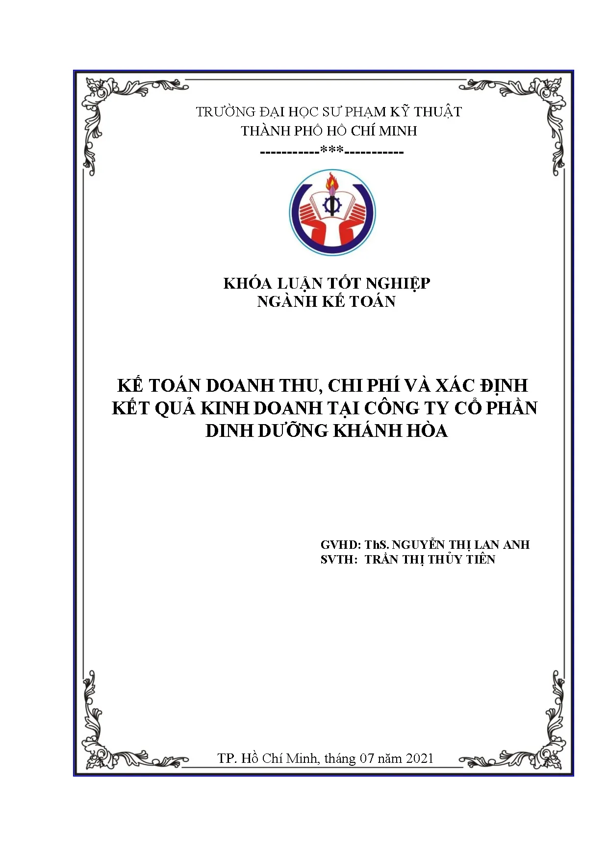 Đồ án tốt nghiệp - Kế toán doanh thu, chi phí và xác định kết quả kinh doanh tại Công ty Cổ PDDKH