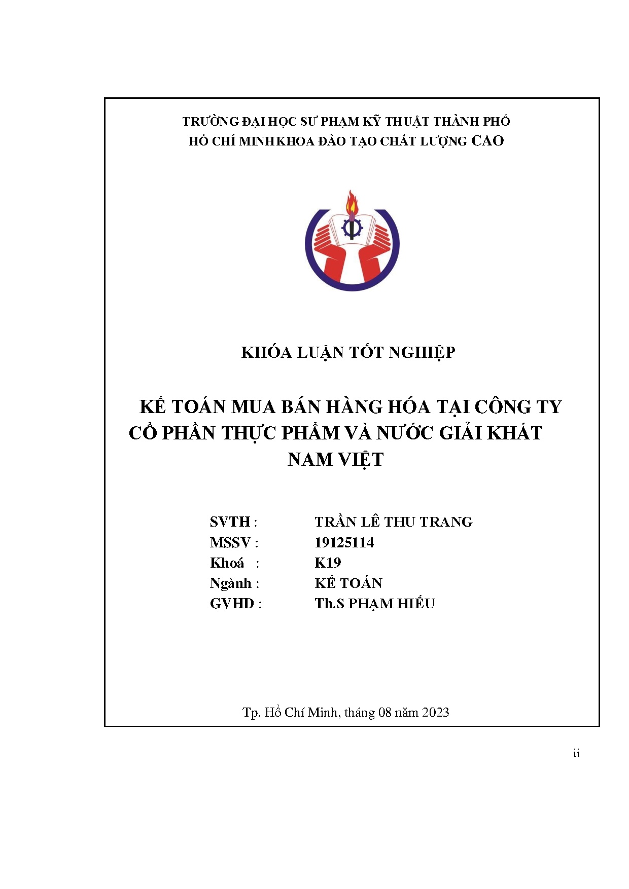 Đồ án tốt nghiệp - Kế toán mua bán hàng hóa tại Công ty cổ phần thực phẩm và nước giải khát Nam Việt