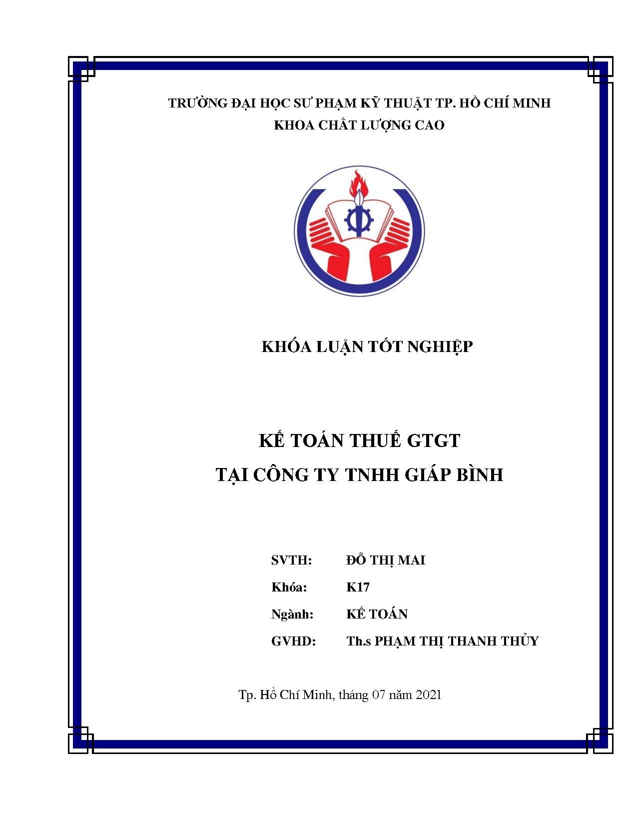 Đồ án tốt nghiệp - Kế toán thuế GTGT tại Công ty TNHH Giáp Bình