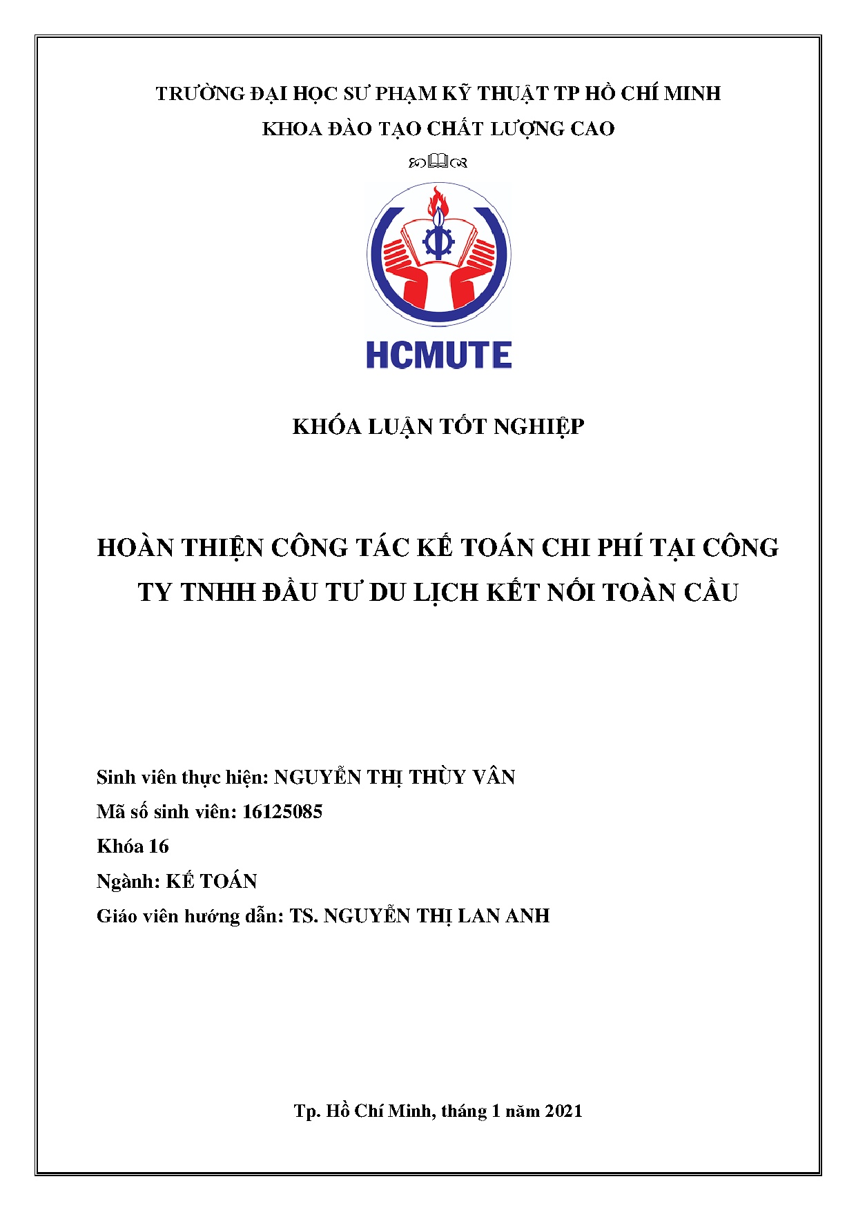 Đồ án tốt nghiệp - Hoàn thiện kế toán tập hợp chi phí tại Công ty TNHH đầu tư du lịch kết nối toàn C