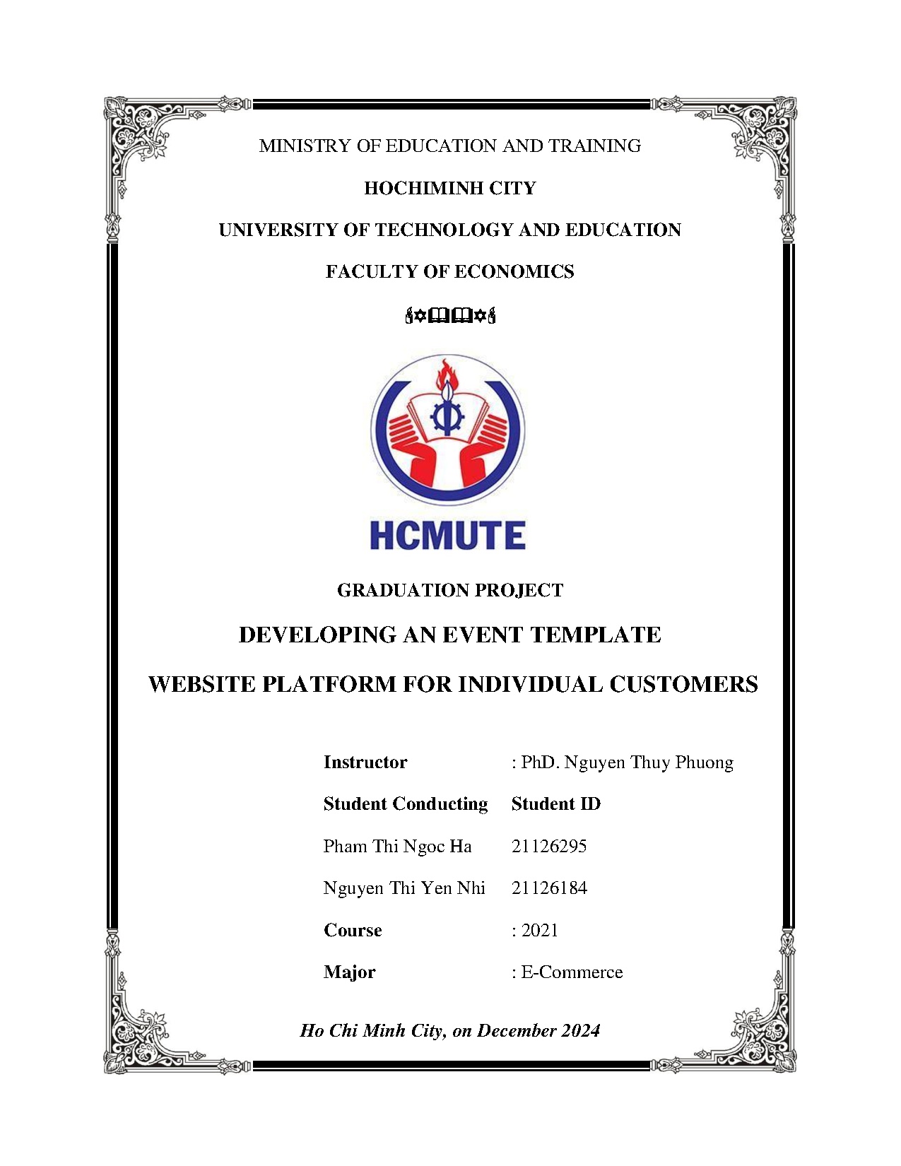 Đồ án tốt nghiệp - Developing An Event Template Website Platform For Individual Customers