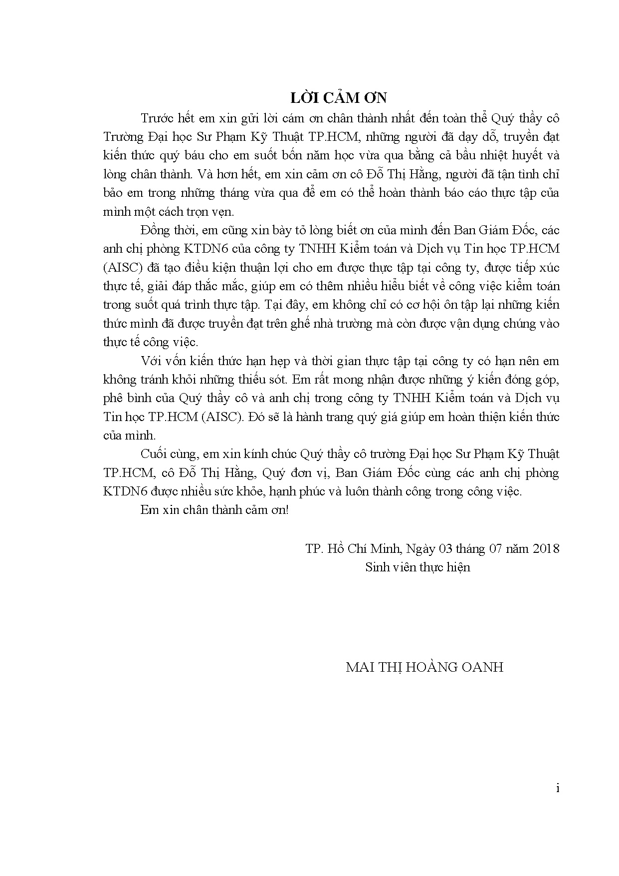 Đồ án tốt nghiệp - Quy trình kiểm toán khoản mục hàng tồn kho trong kiểm toán báo cáo TCTCTTKTVDVTHT
