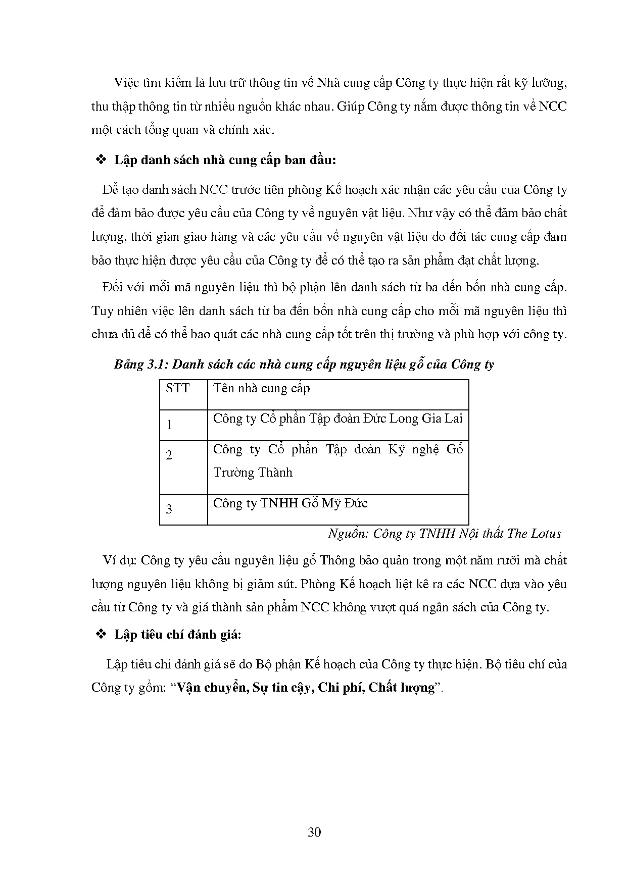 Đồ án tốt nghiệp - Đánh giá và lựa chọn nhà cung cấp cho Công ty TNHH nội thất The Lotus - Trang 39