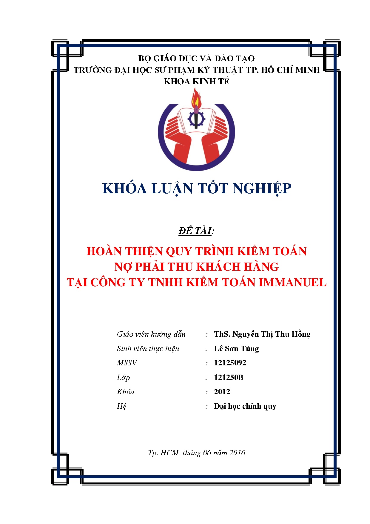 Đồ án tốt nghiệp - Hoàn thiện quy trình kiểm toán nợ phải thu khách hàng tại công ty TNHH Kiểm TI