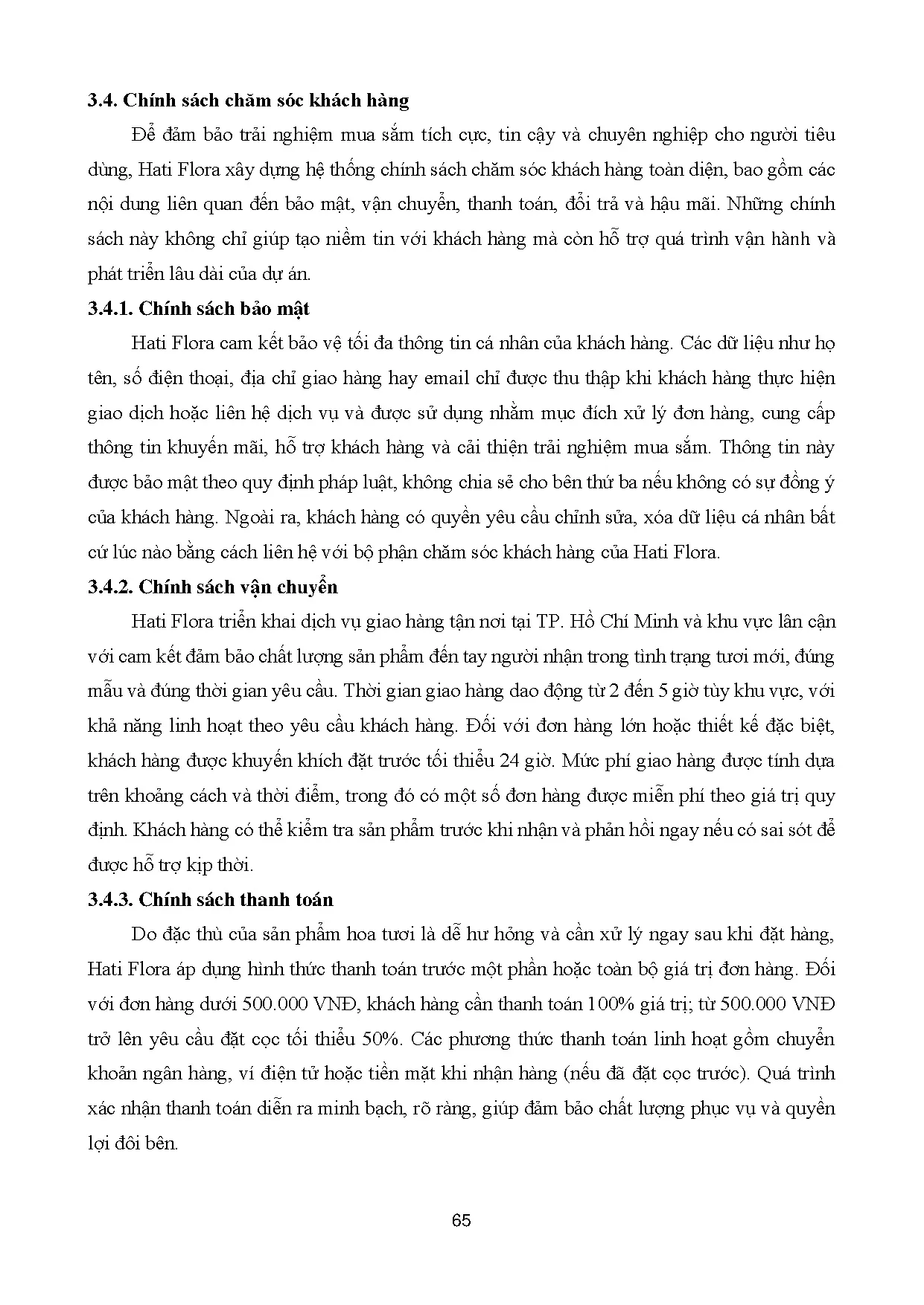 Đồ án tốt nghiệp - Xây dựng và phát triển mô hình kinh doanh hoa tươi trực tuyến Hati Flora - Trang 82