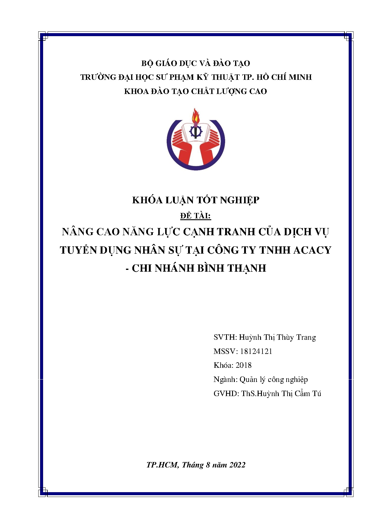 Đồ án tốt nghiệp - Nâng cao năng lực cạnh tranh của dịch vụ tuyển dụng nhân sự tại công ty TA - CNBT