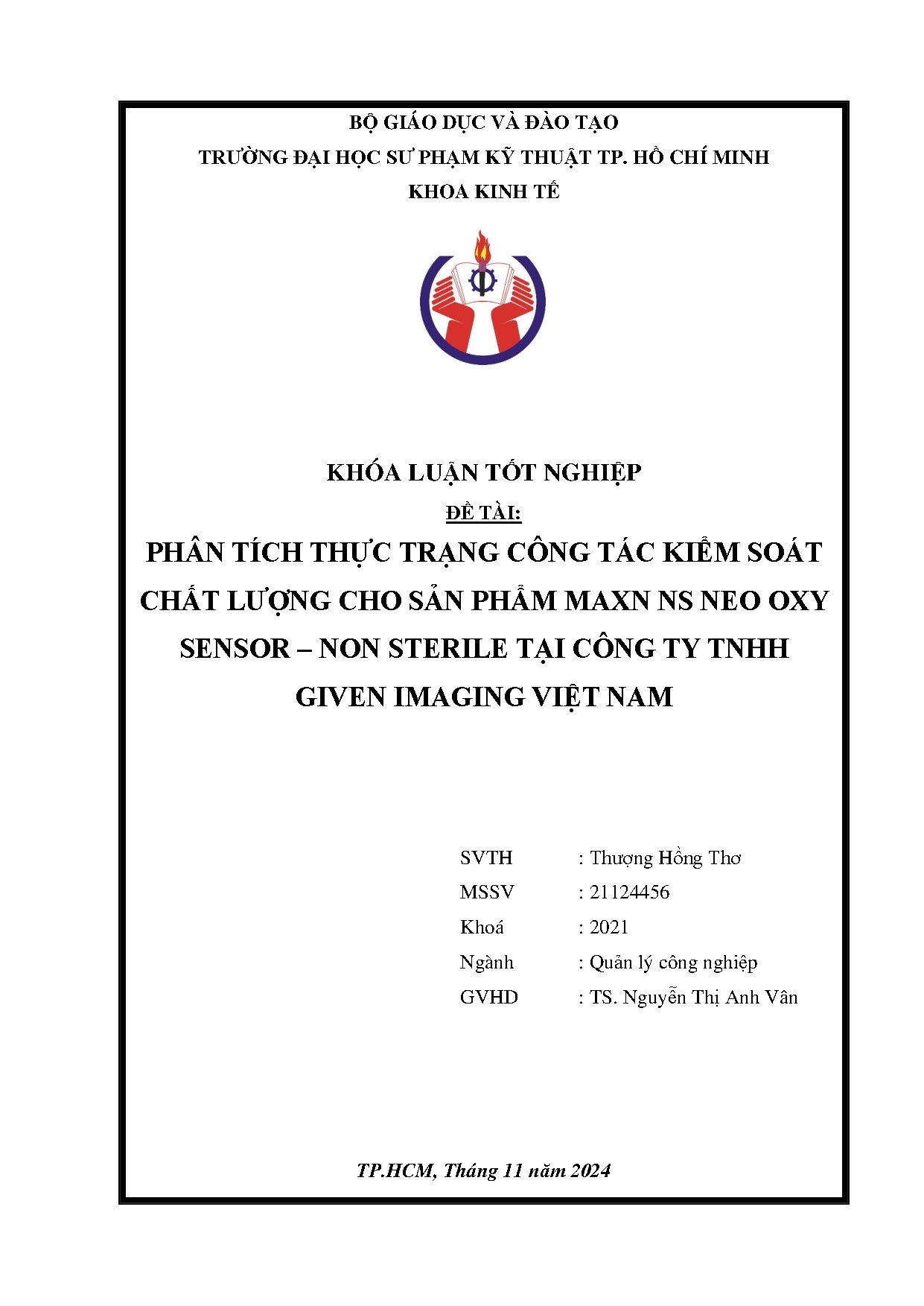 Đồ án tốt nghiệp - Phân tích thực trạng công tác kiểm soát chất lượng cho sản PMNNOS - NSTCTTGIVN