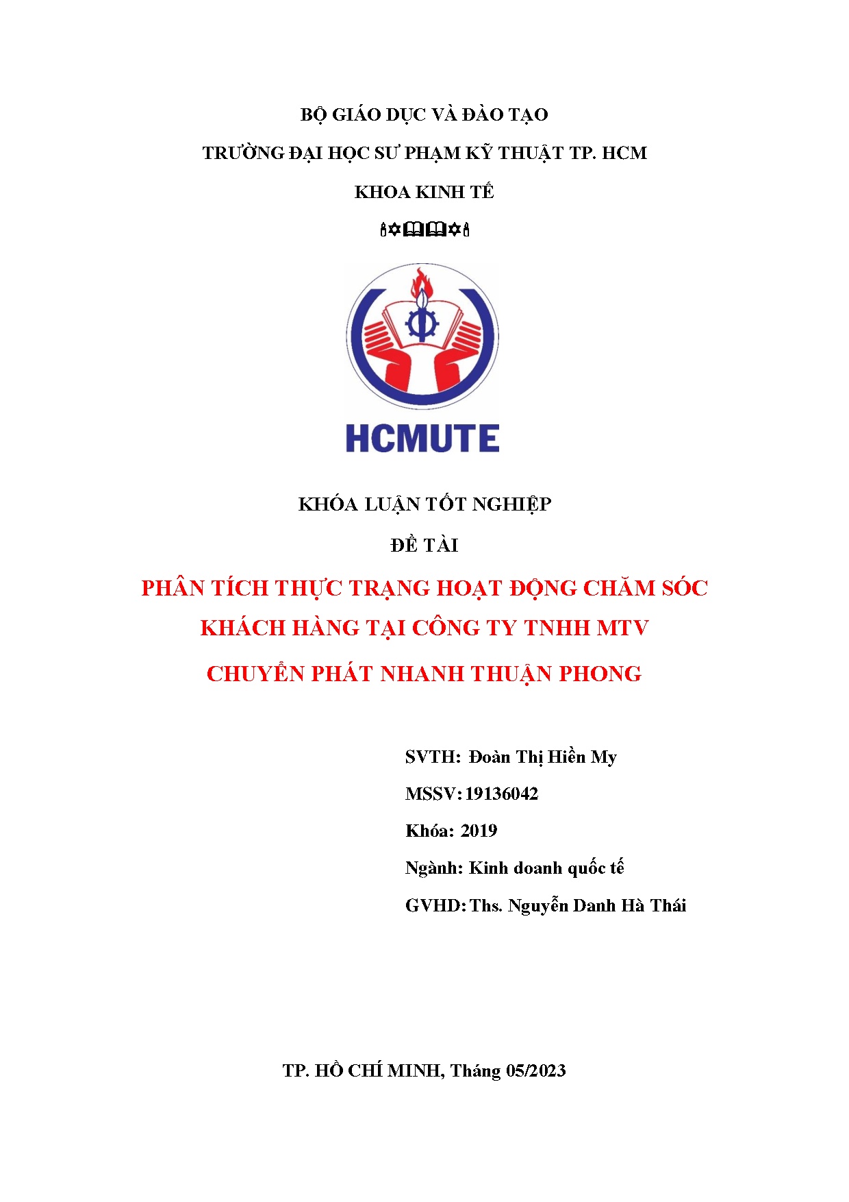 Đồ án tốt nghiệp - Phân Tích thực trạng hoạt động chăm sóc khách hàng tại Công ty TNHH MTV CPNTP