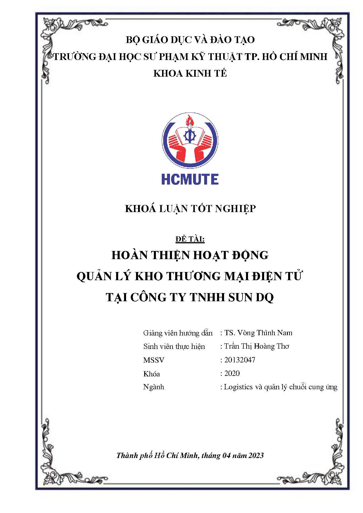 Đồ án tốt nghiệp - Hoàn thiện hoạt động quản lý kho thương mại điện tử tại công ty TNHH Sun DQ