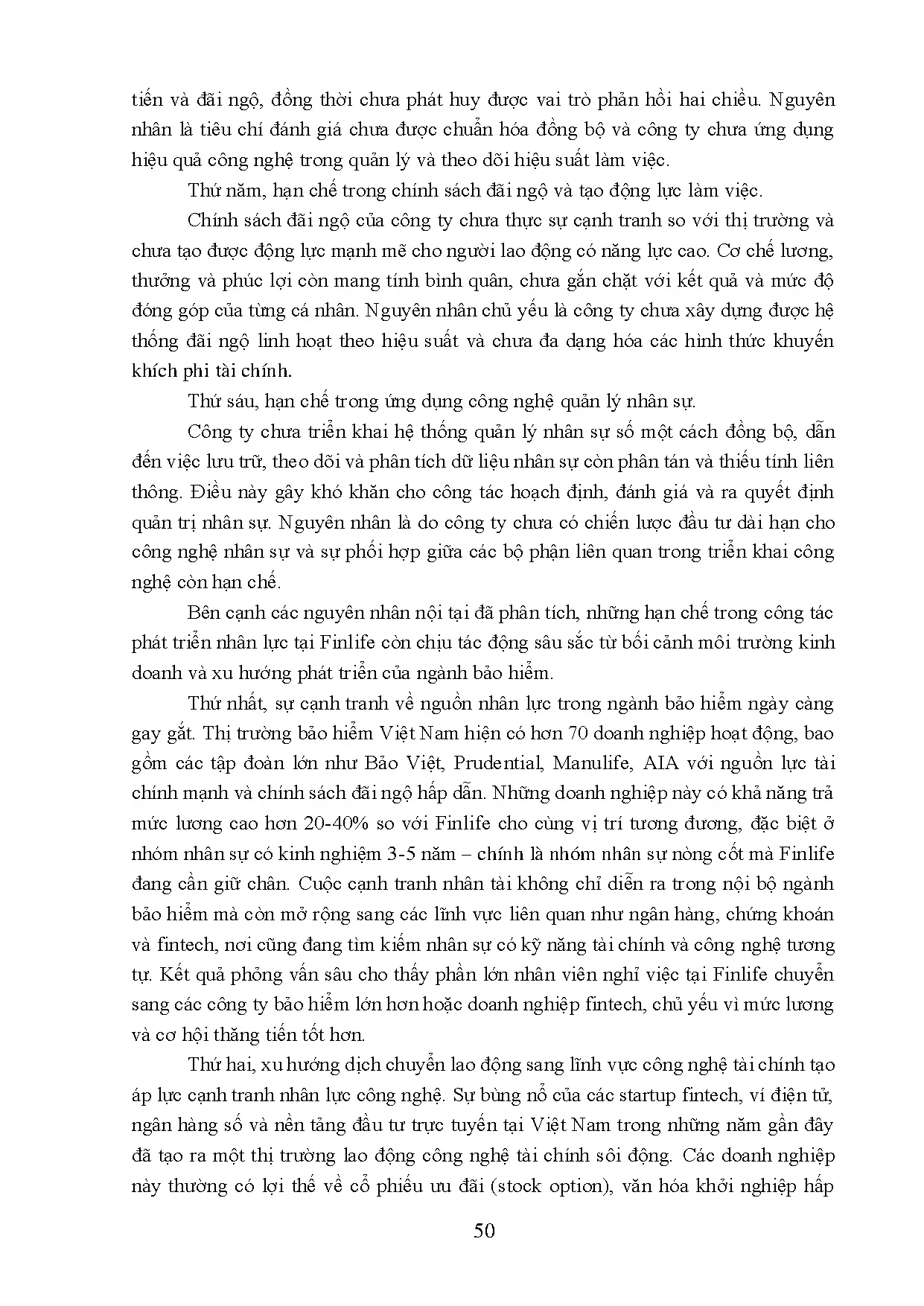 ĐỀ ÁN TỐT NGHIỆP THẠC SĨ - PHÁT TRIỂN NHÂN LỰC TẠI CÔNG TY CỔ PHẦN FINLIFE VIỆT NAM - Trang 60