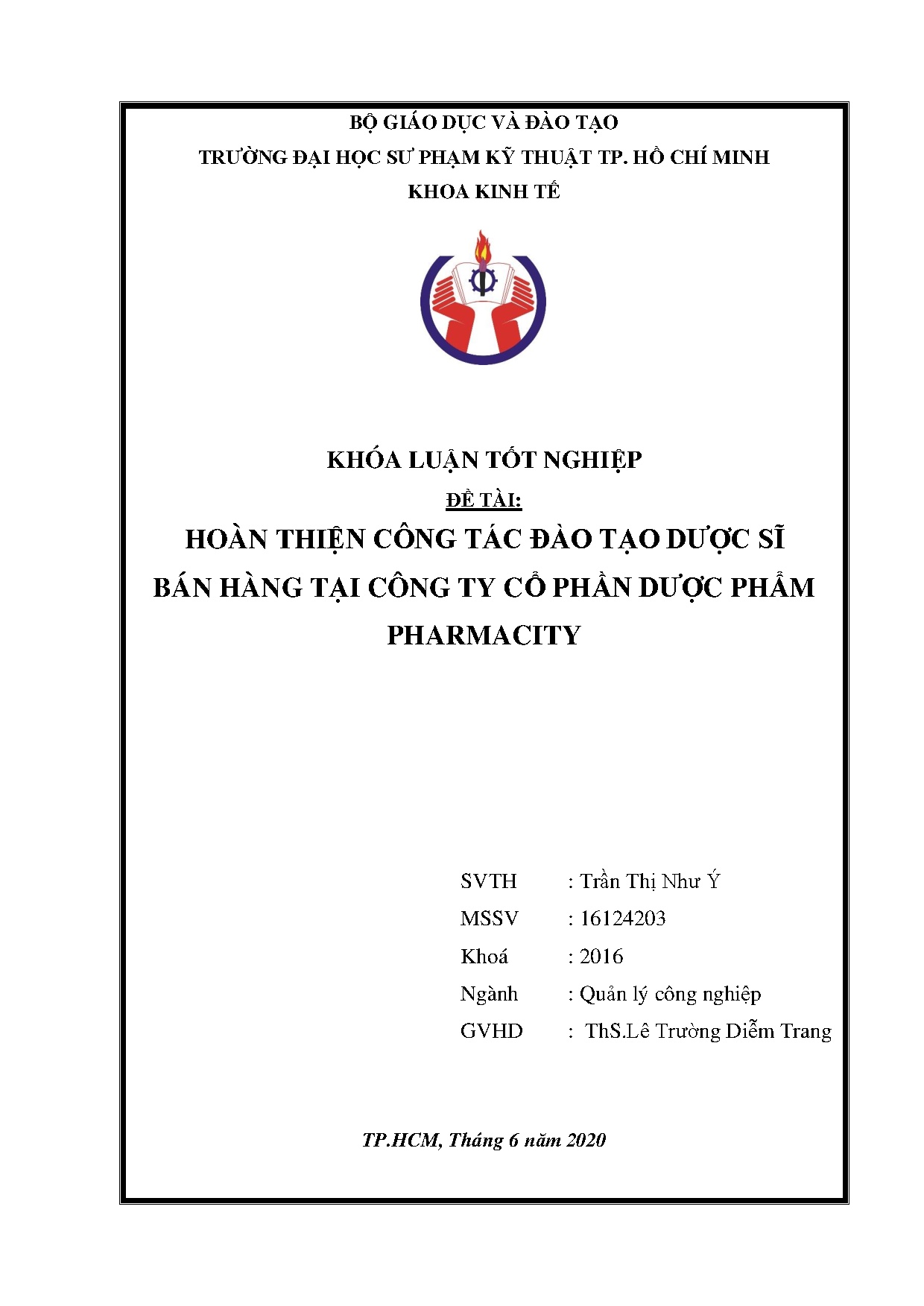 Đồ án tốt nghiệp - Hoàn thiện công tác đào tạo dược sĩ bán hàng tại Công ty cổ phần dược phẩm P